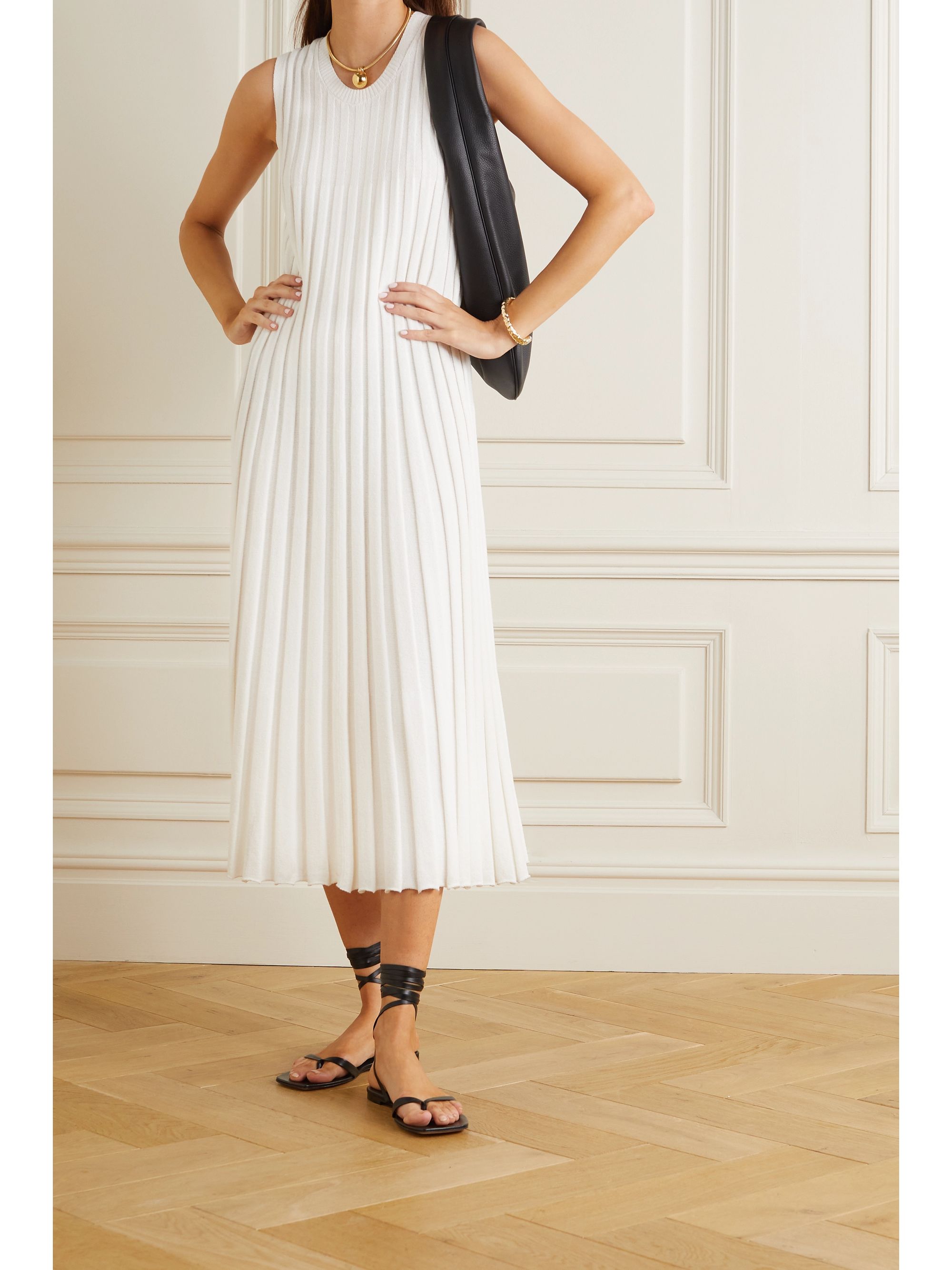 Off-white Ribbed-knit midi dress 