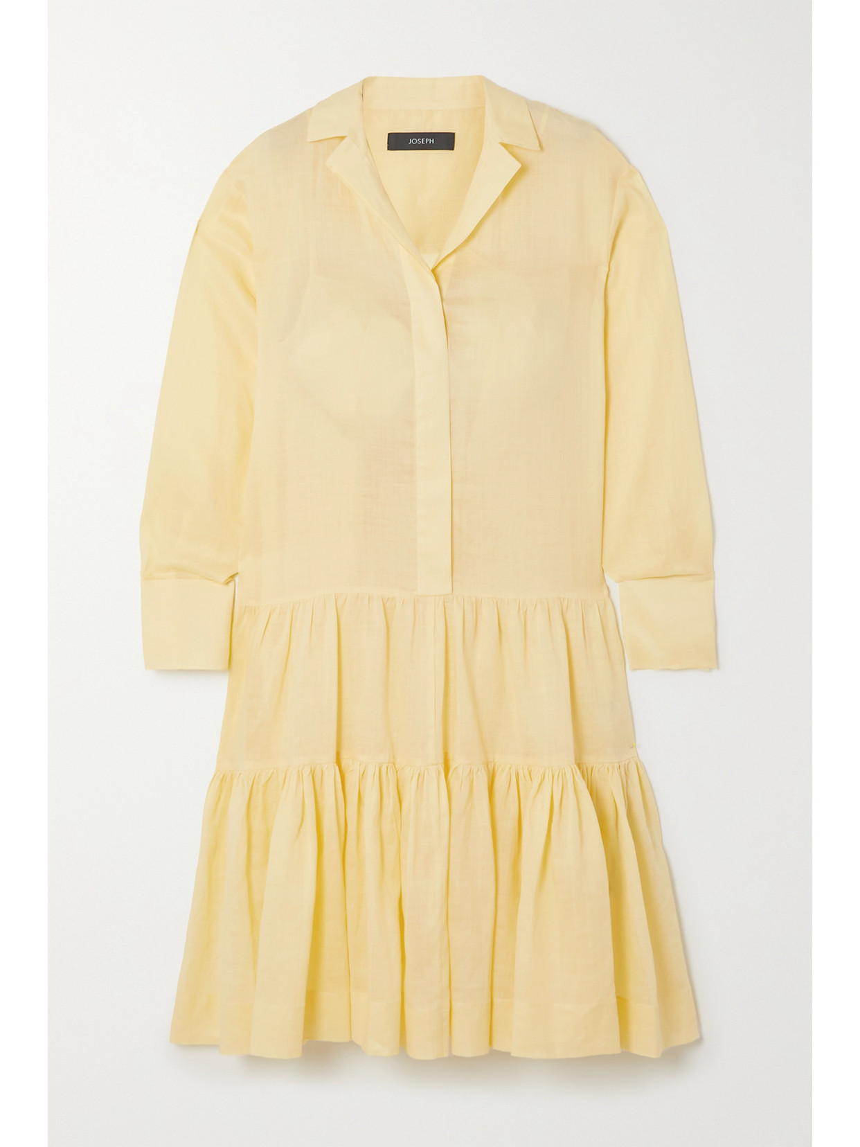 Joseph Dan Tiered Ramie-voile Midi Shirt Dress In Yellow