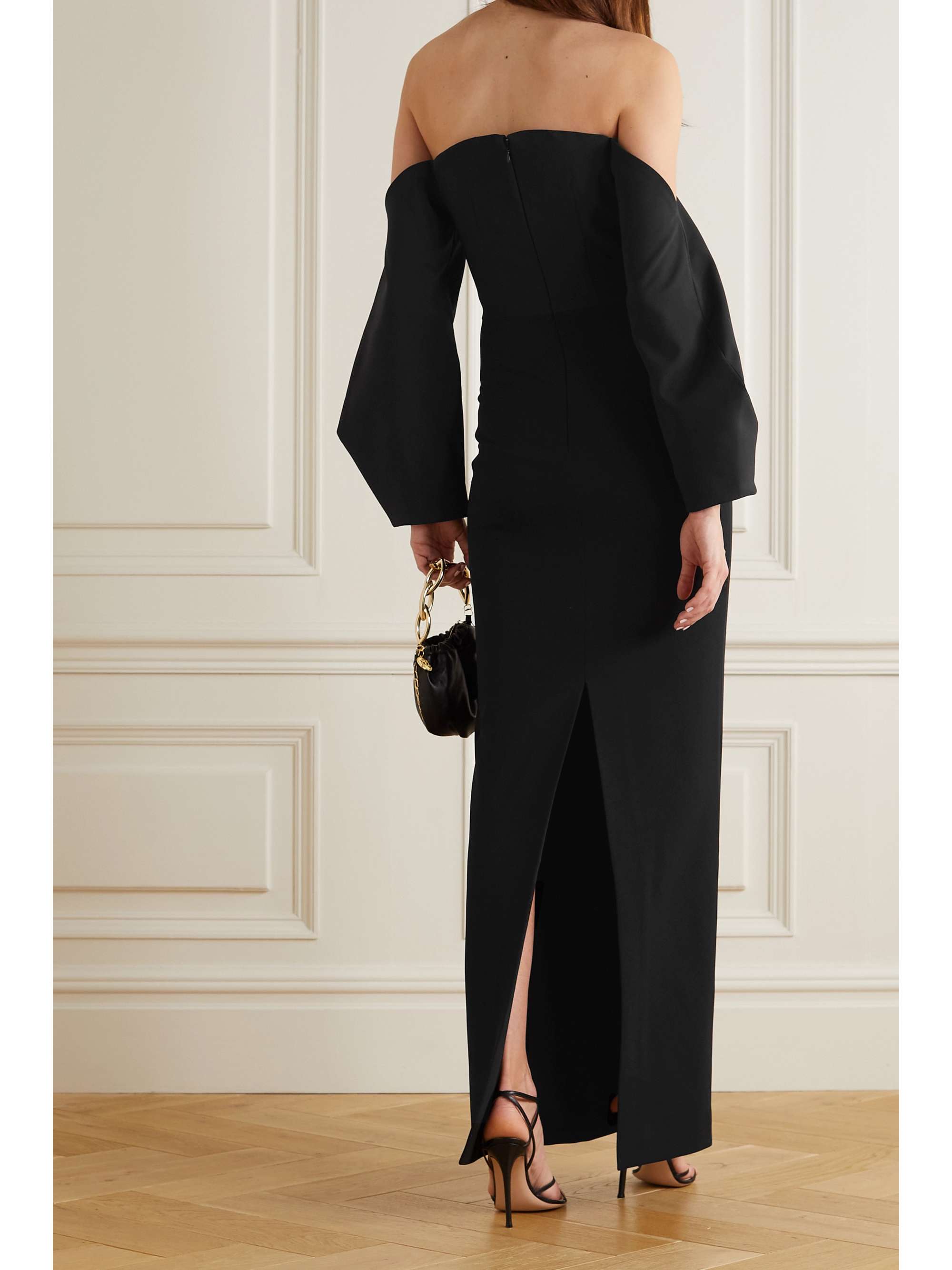 SOLACE LONDON Lotta off-the-shoulder stretch-crepe gown