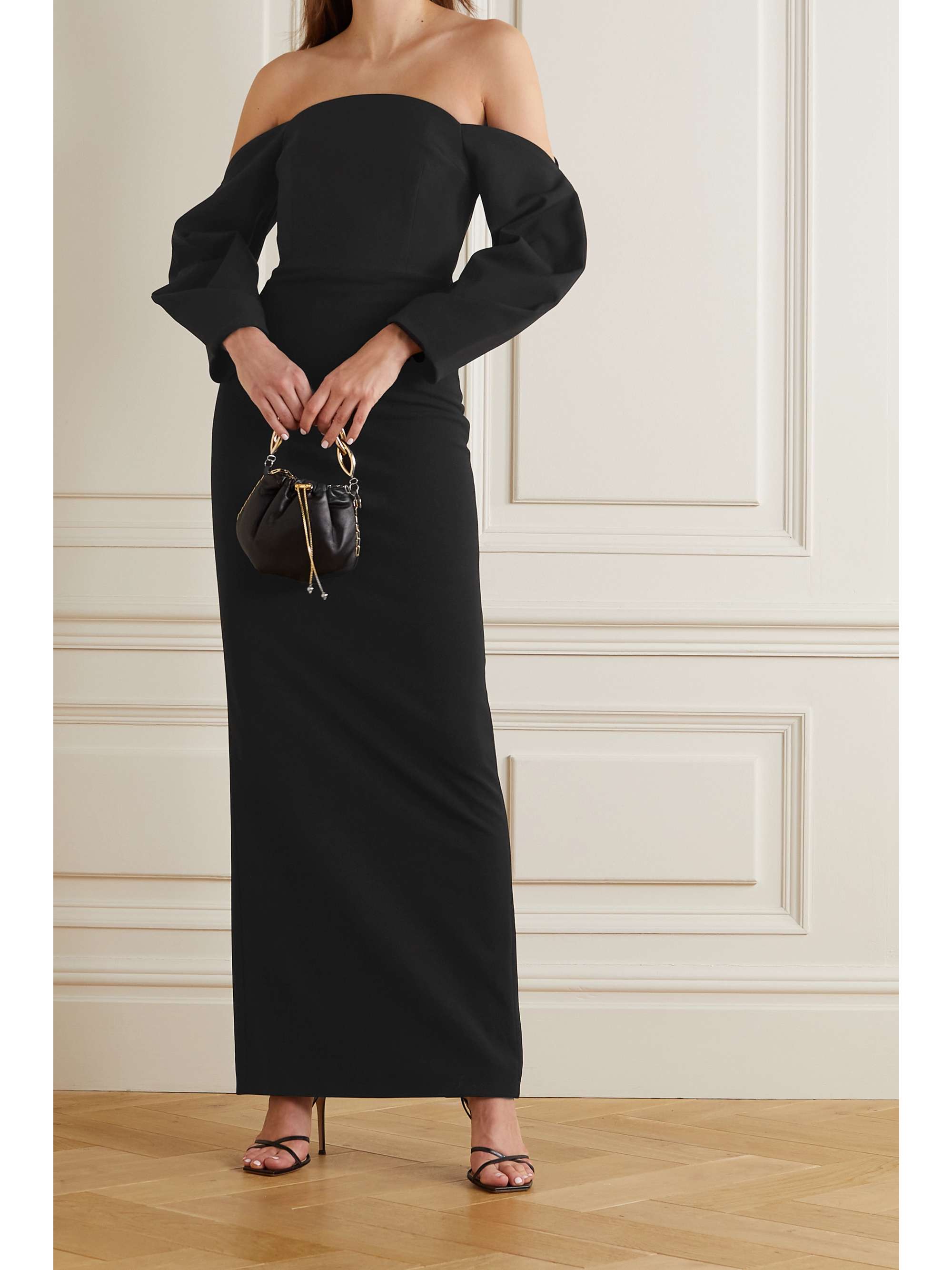 SOLACE LONDON Lotta off-the-shoulder stretch-crepe gown