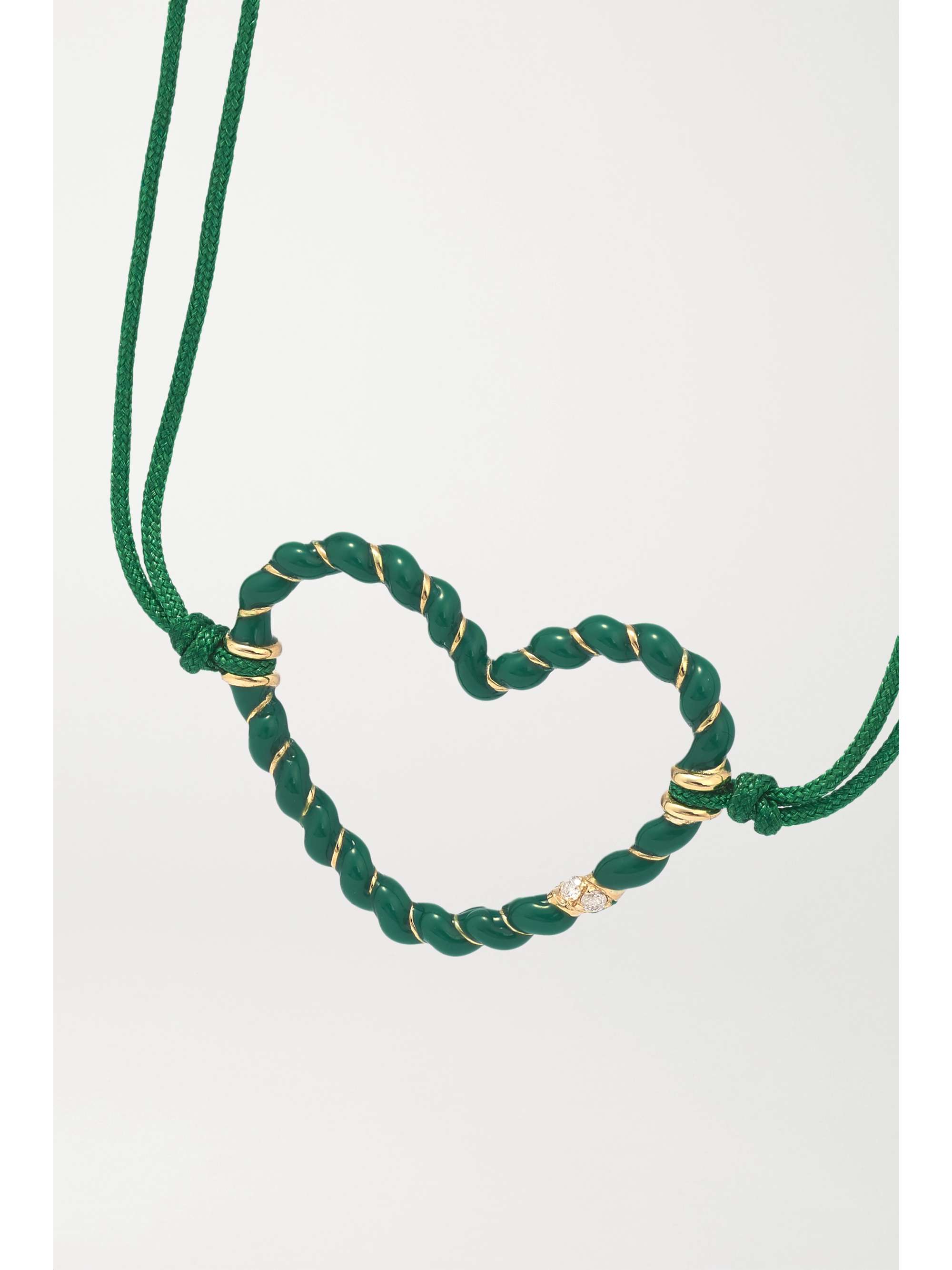 YVONNE LÉON 9-karat gold, cord, enamel and diamond bracelet