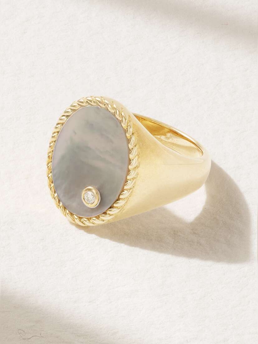 Yvonne Léon 9-karat Gold, Mother-of-pearl And Diamond Ring