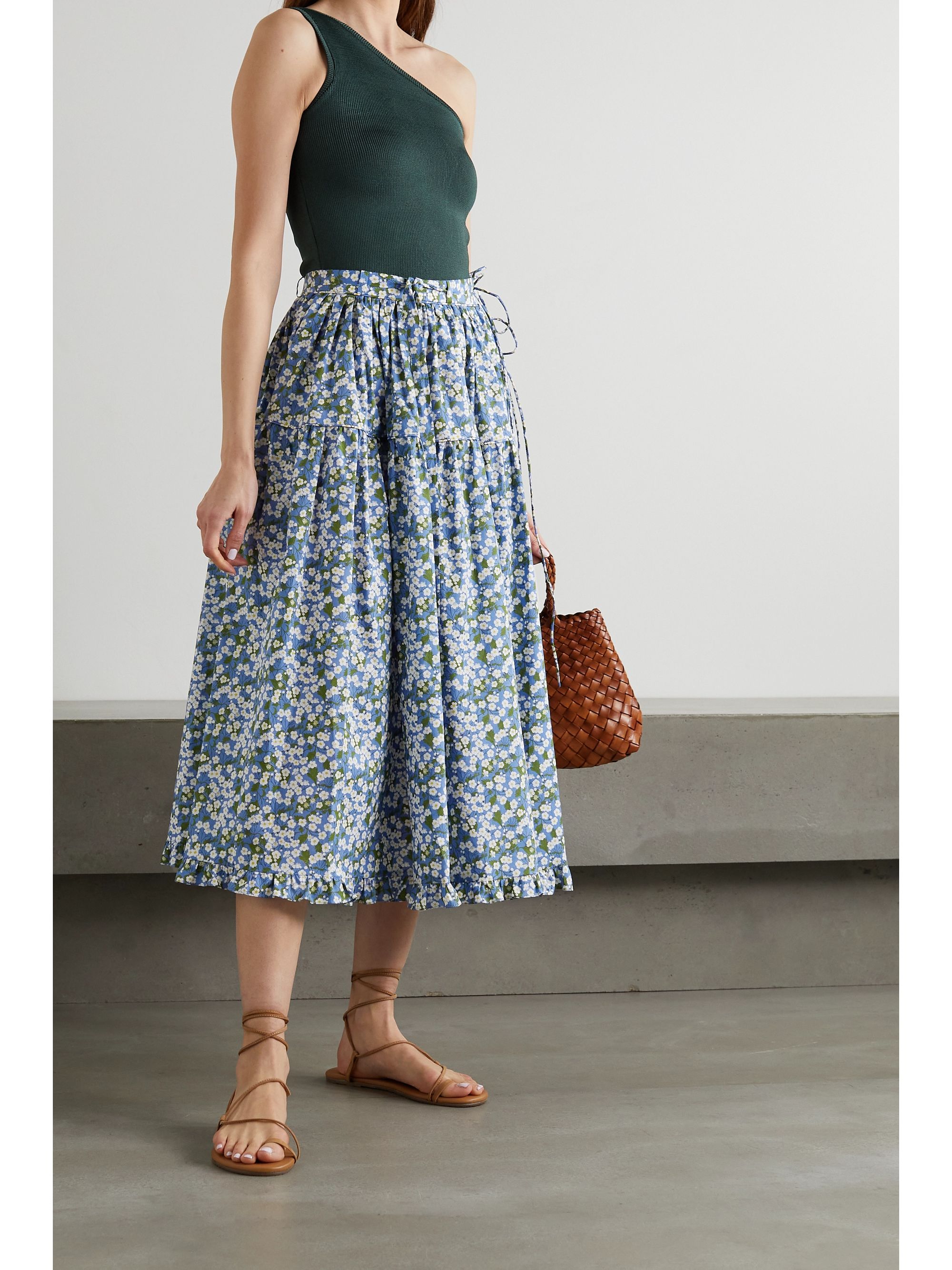 Blue Fritzi floral-print cotton-poplin 