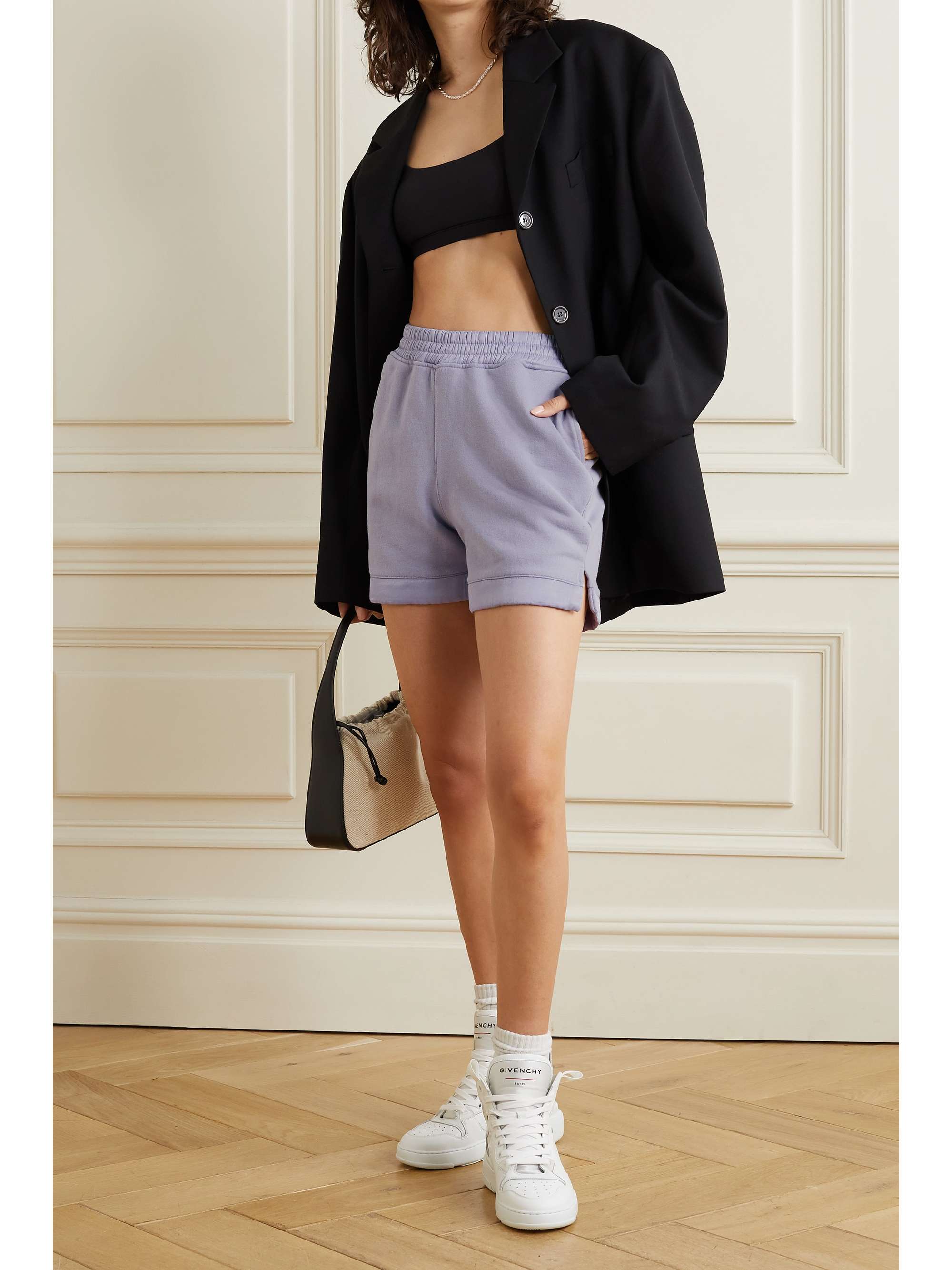 RTA Edgar satin-trimmed cotton-jersey shorts