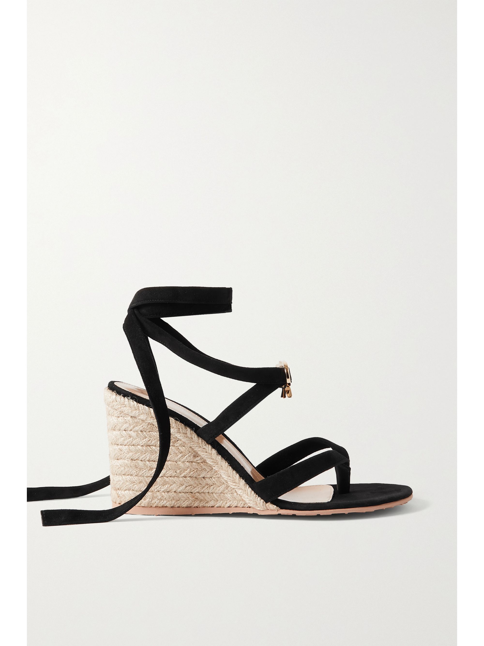 Black Ribbon Beachclub 85 suede espadrille wedge sandals | GIANVITO ROSSI | NET-A-PORTER