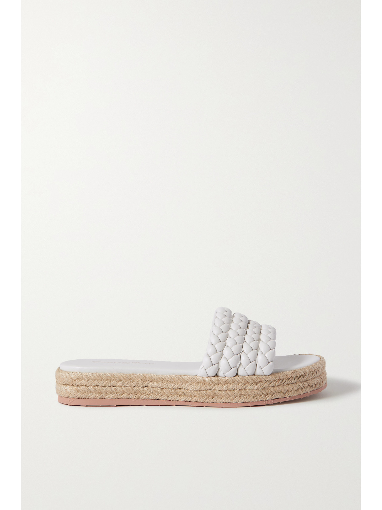 Gianvito Rossi Marbella Braided Leather Espadrille Slides - White
