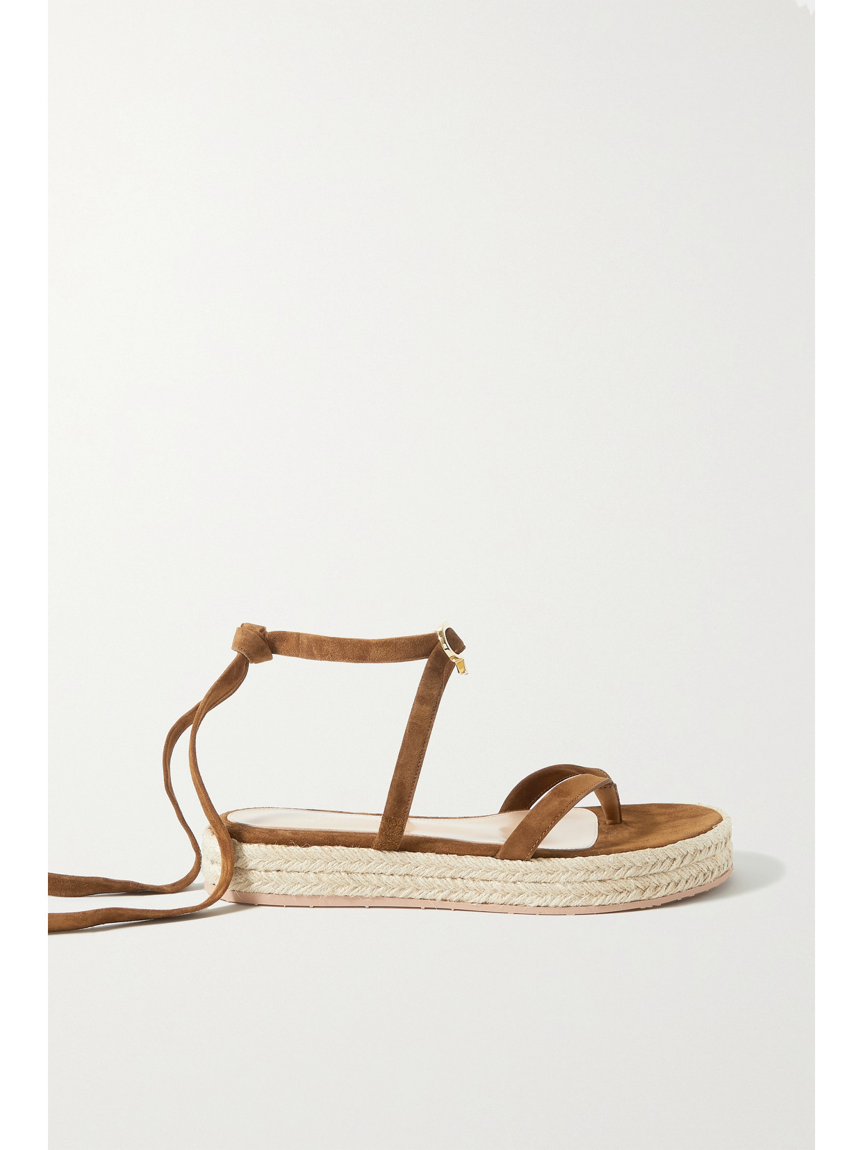 Gianvito Rossi Ribbon Beachclub 20 Embellished Suede Espadrille Sandals In Brown