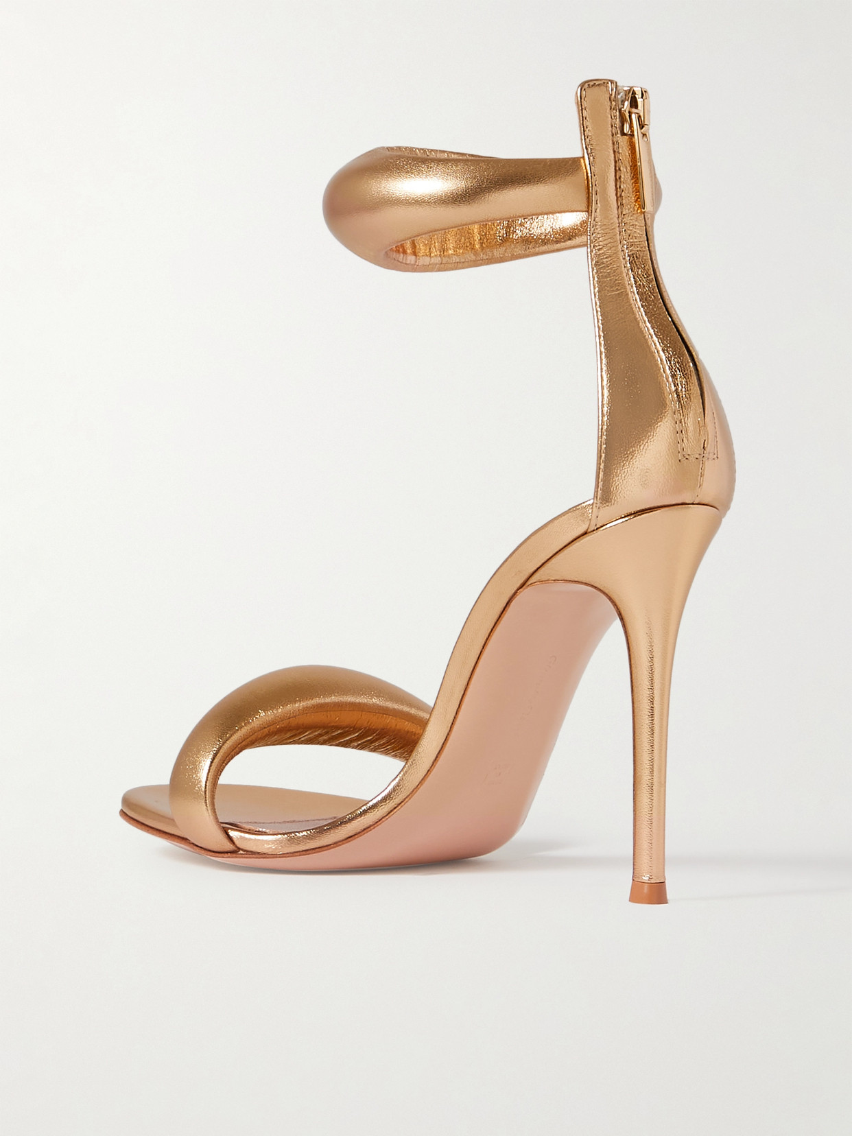 Shop Gianvito Rossi Bijoux 105 Metallic Leather Sandals In Gold