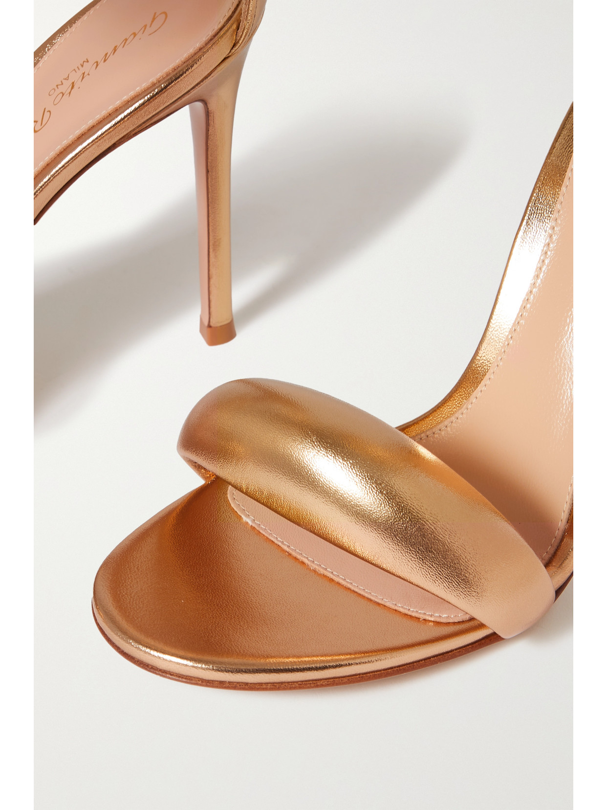 Shop Gianvito Rossi Bijoux 105 Metallic Leather Sandals In Gold