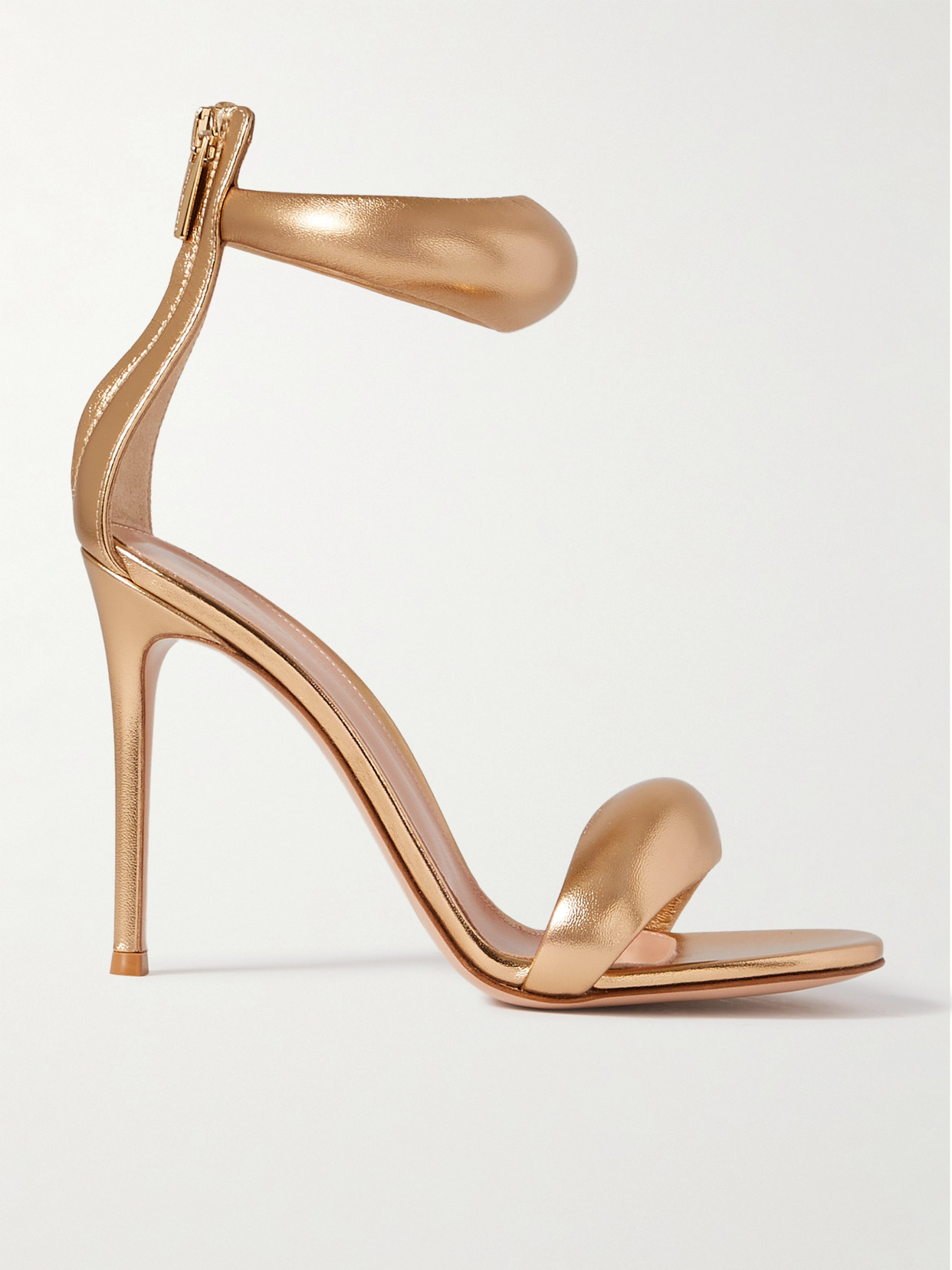 Shop Gianvito Rossi Bijoux 105 Metallic Leather Sandals In Gold