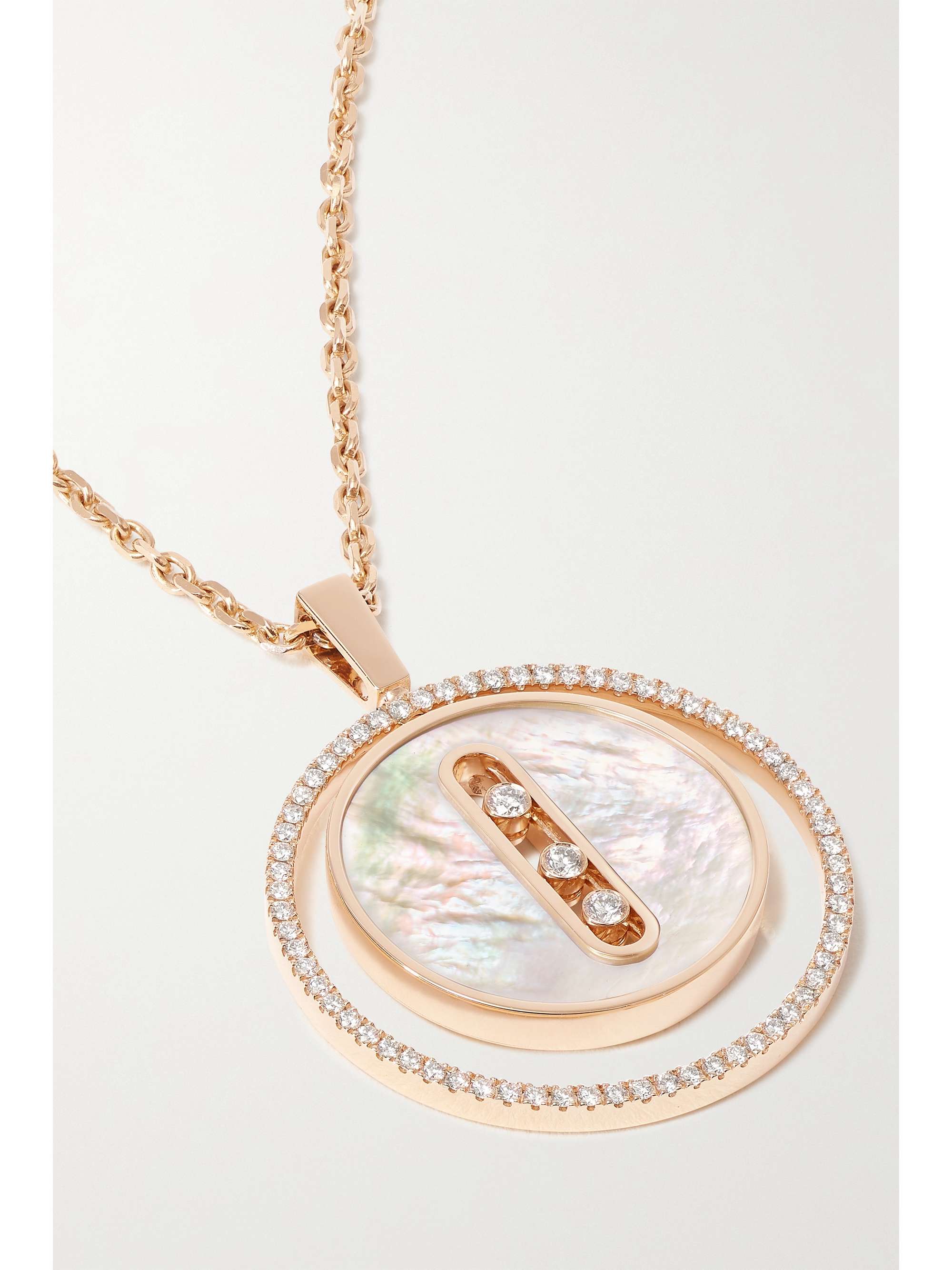 MESSIKA Lucky Move 18-karat rose gold, mother-of-pearl and diamond necklace