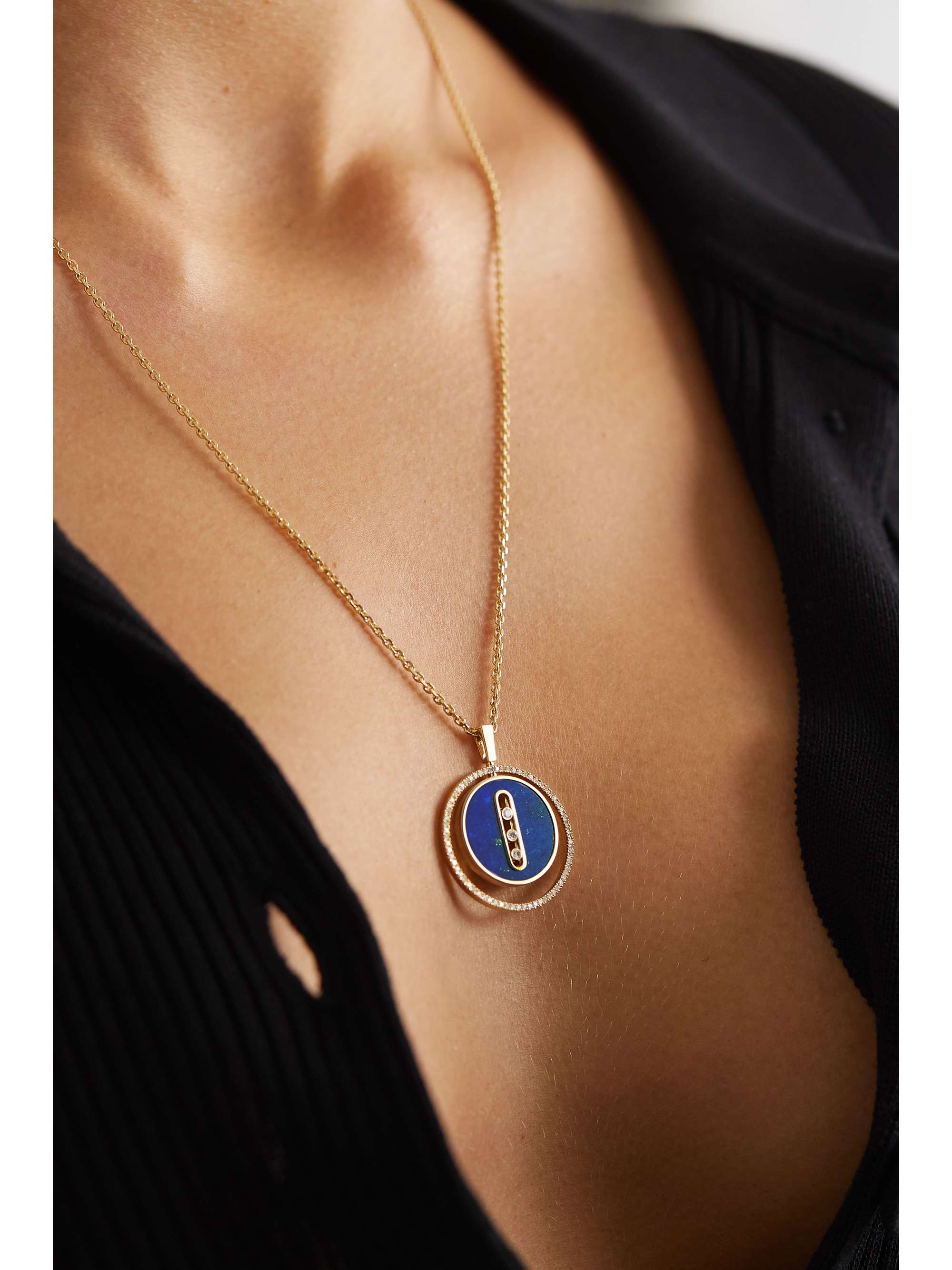 MESSIKA Lucky Move 18-karat gold, lapis lazuli and diamond necklace