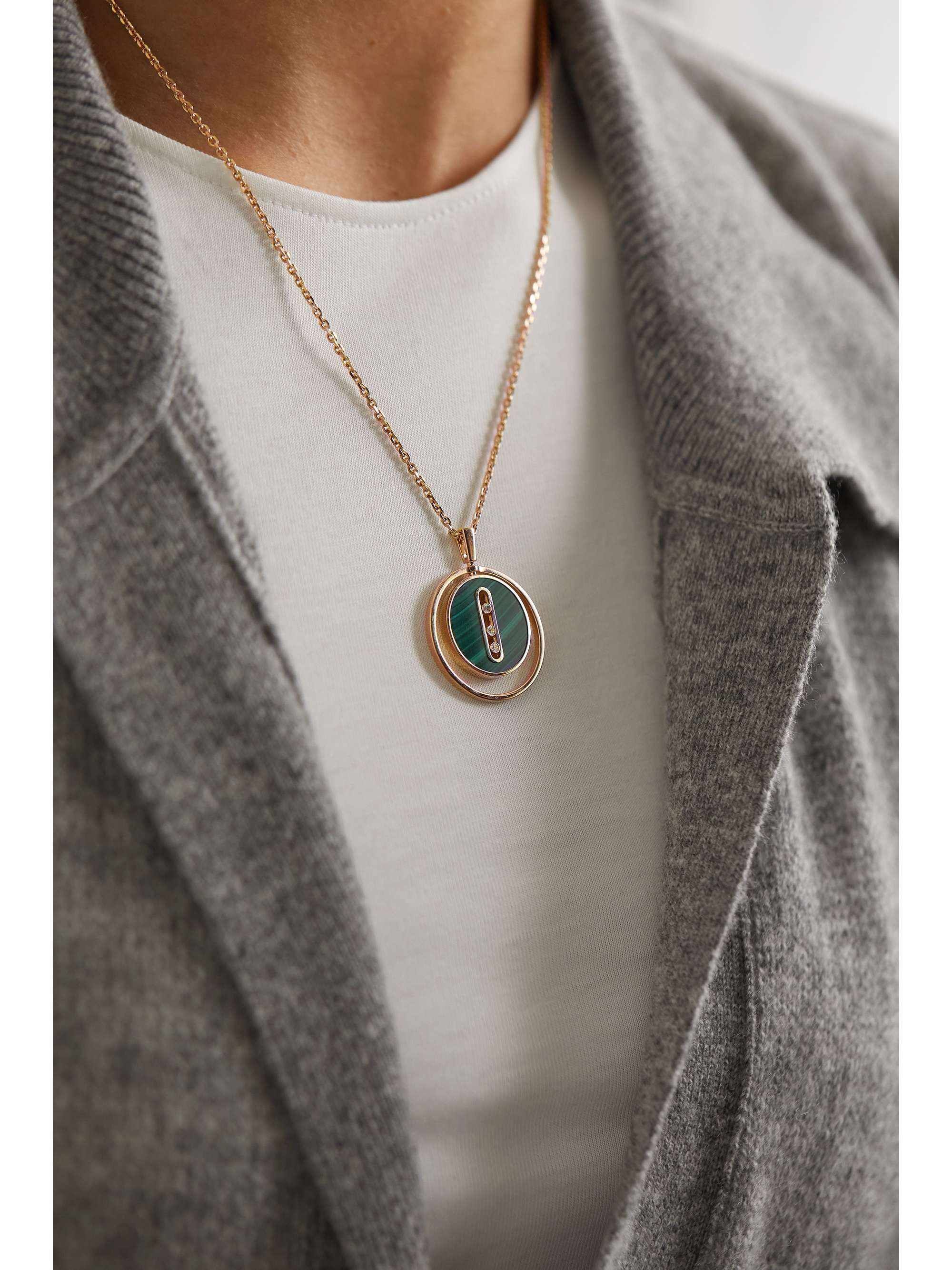 MESSIKA Lucky Move 18-karat gold, malachite and diamond necklace