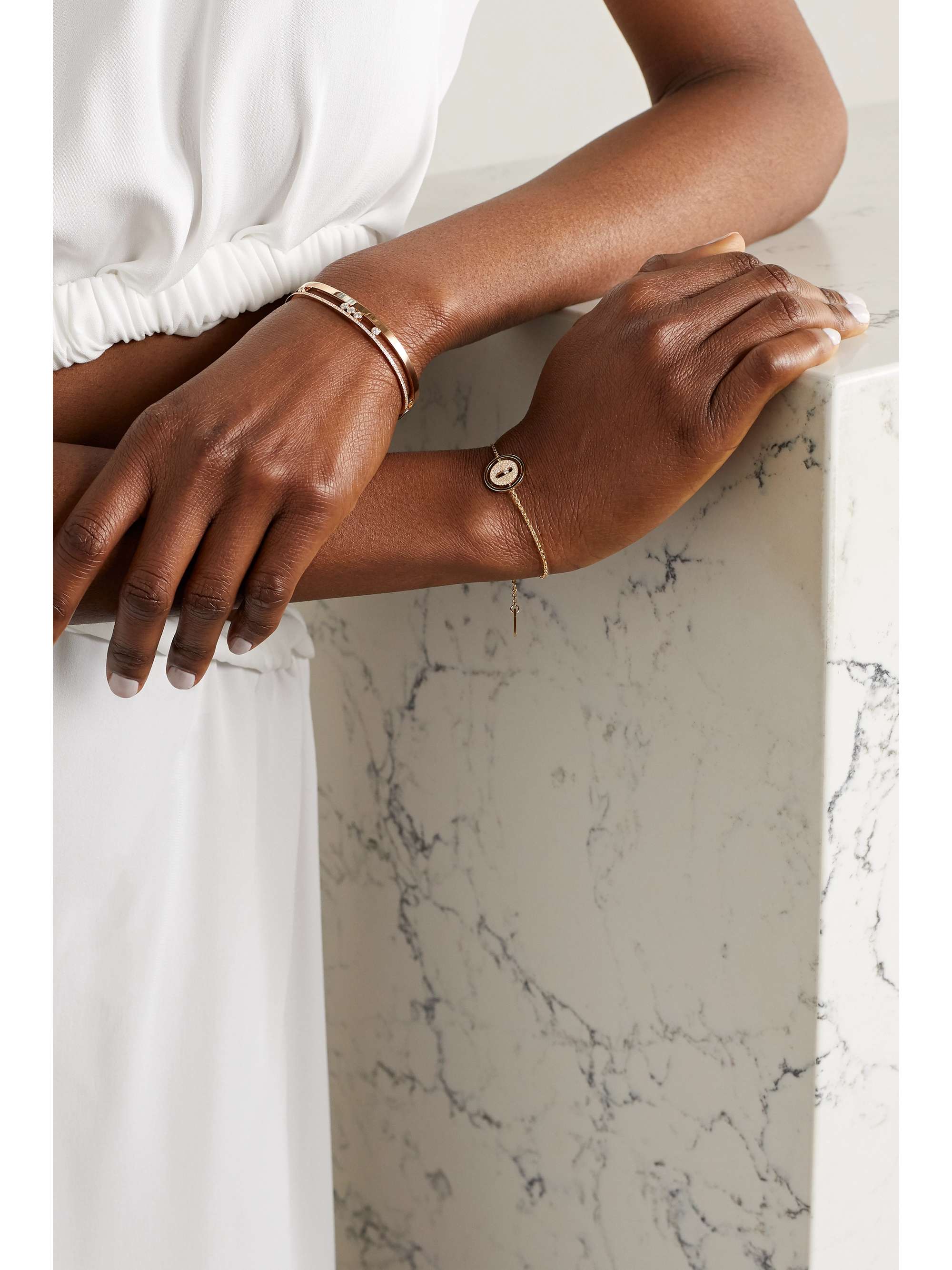 MESSIKA Lucky Move 18-karat rose gold, mother-of-pearl and diamond bracelet