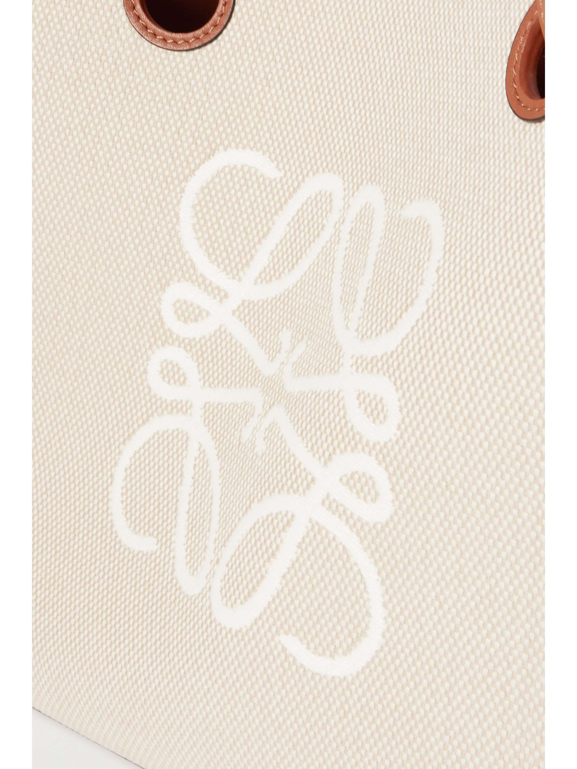 LOEWE Anagram small leather-trimmed embroidered canvas tote
