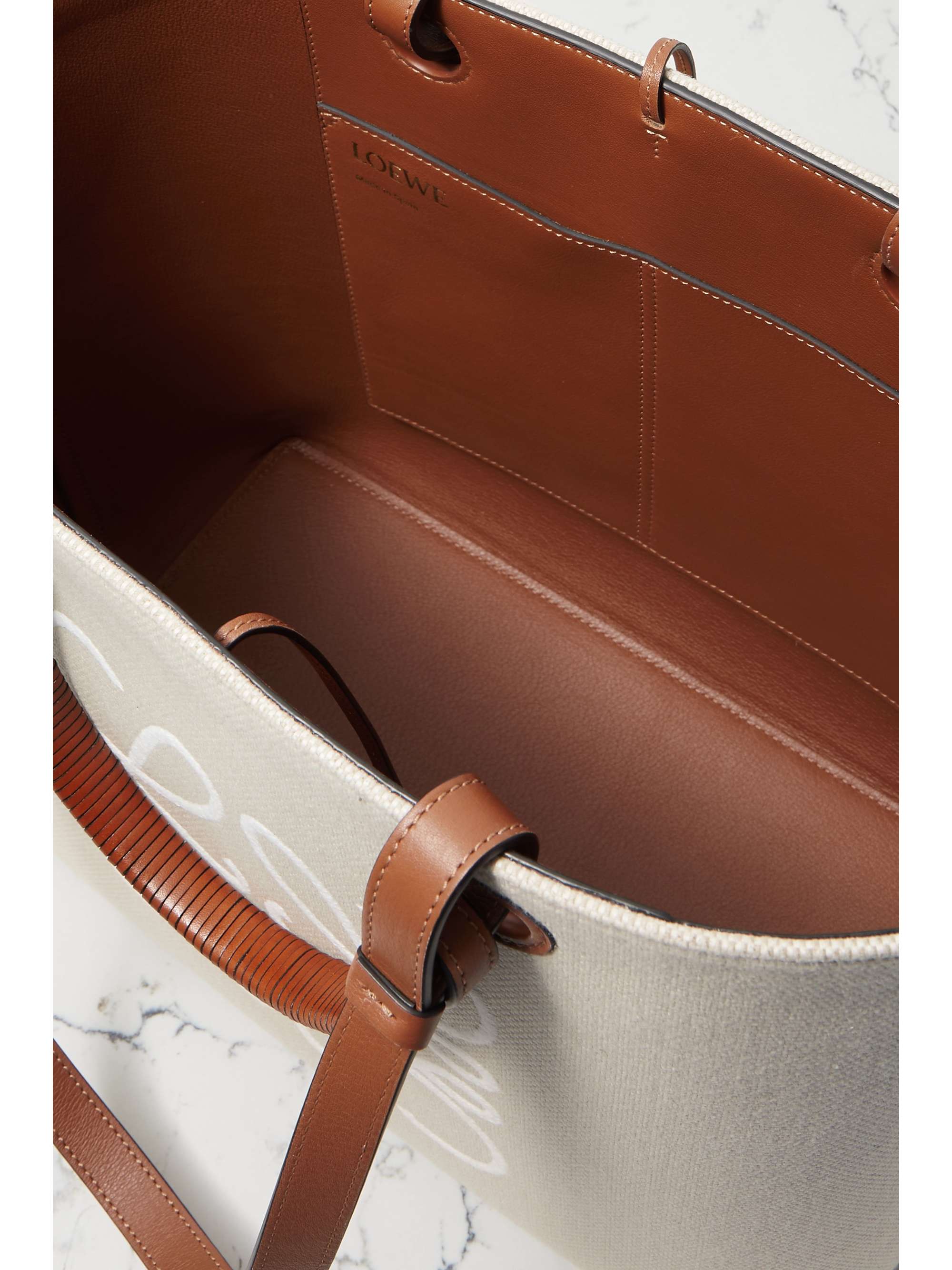 LOEWE Anagram medium leather-trimmed embroidered canvas tote