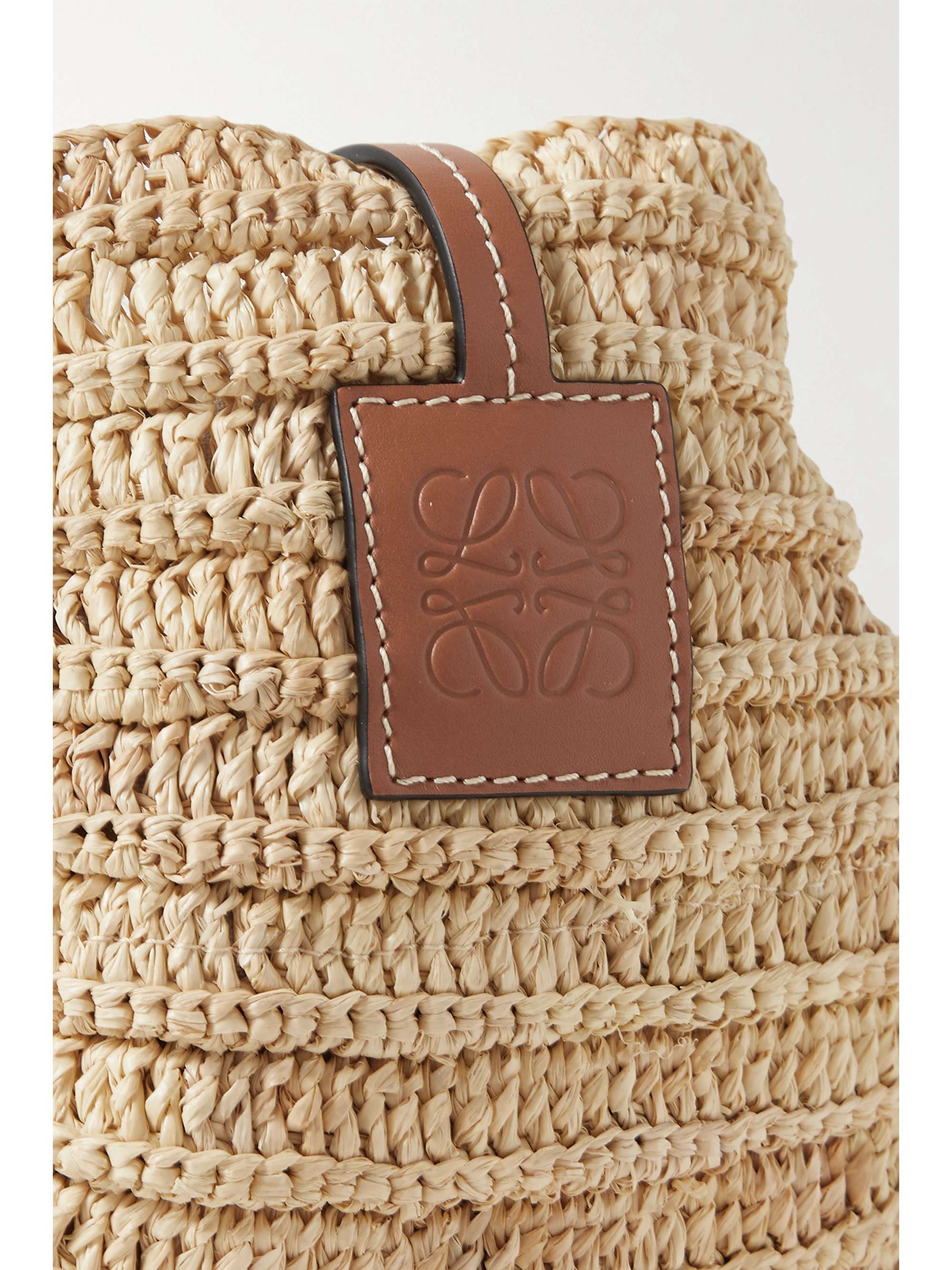 LOEWE + Paula's Ibiza Moon Shell leather-trimmed raffia and hemp shoulder bag