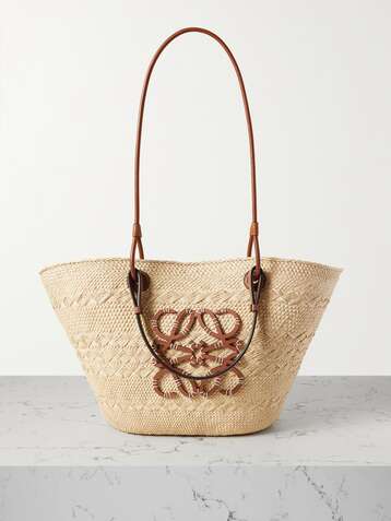 Medium Leather Trimmed Basket Tote in Neutrals - Loewe