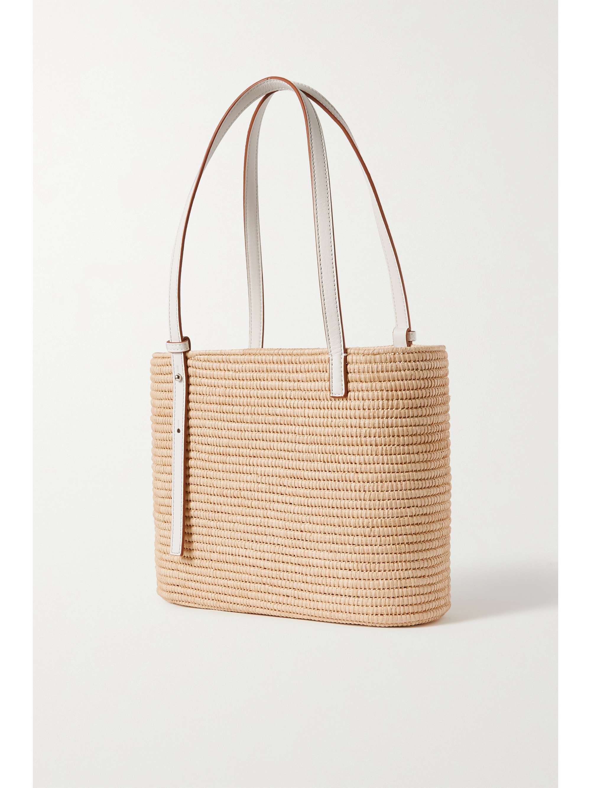 LOEWE + Paula's Ibiza small leather-trimmed dégradé raffia tote