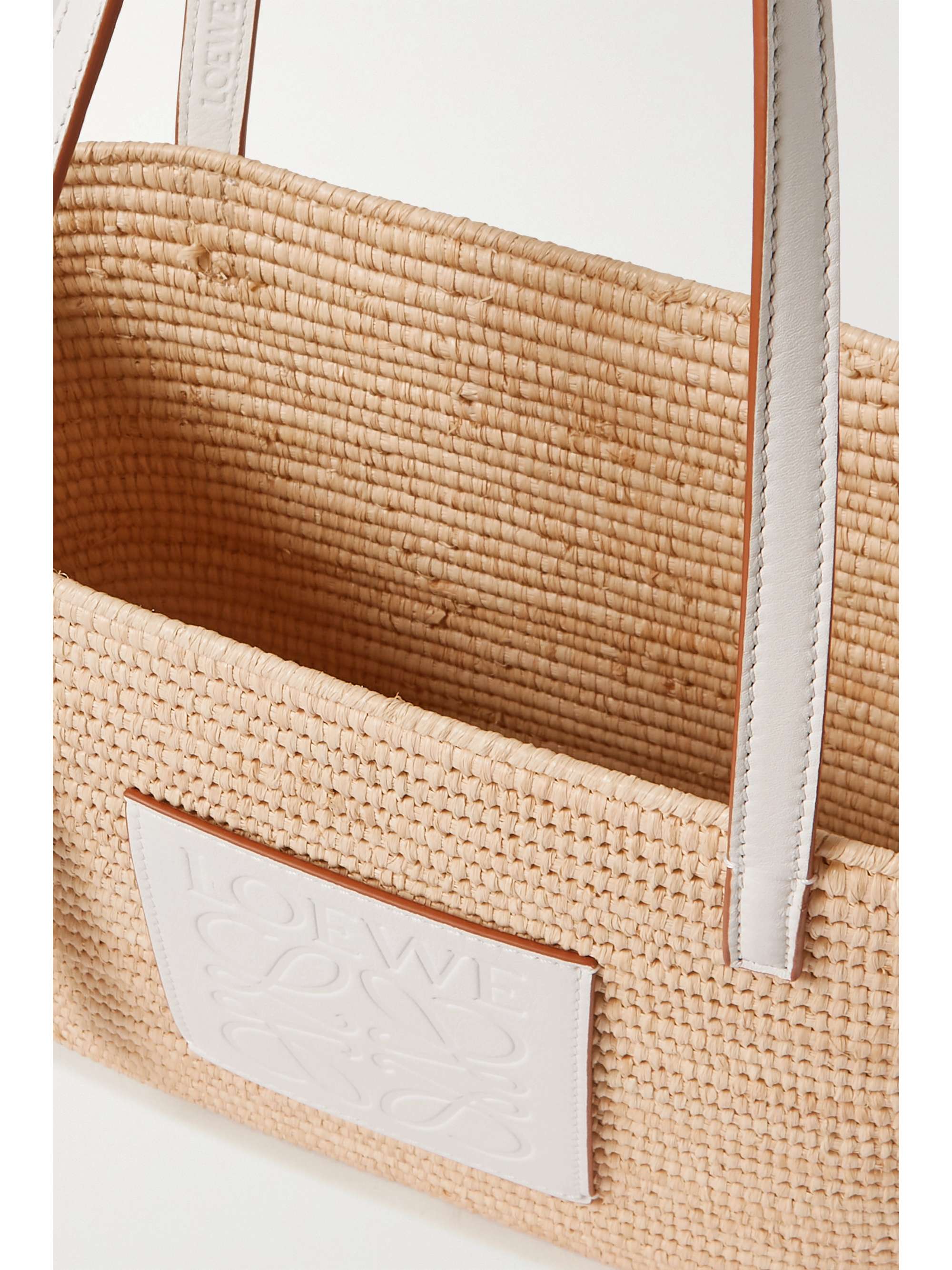 LOEWE + Paula's Ibiza small leather-trimmed dégradé raffia tote