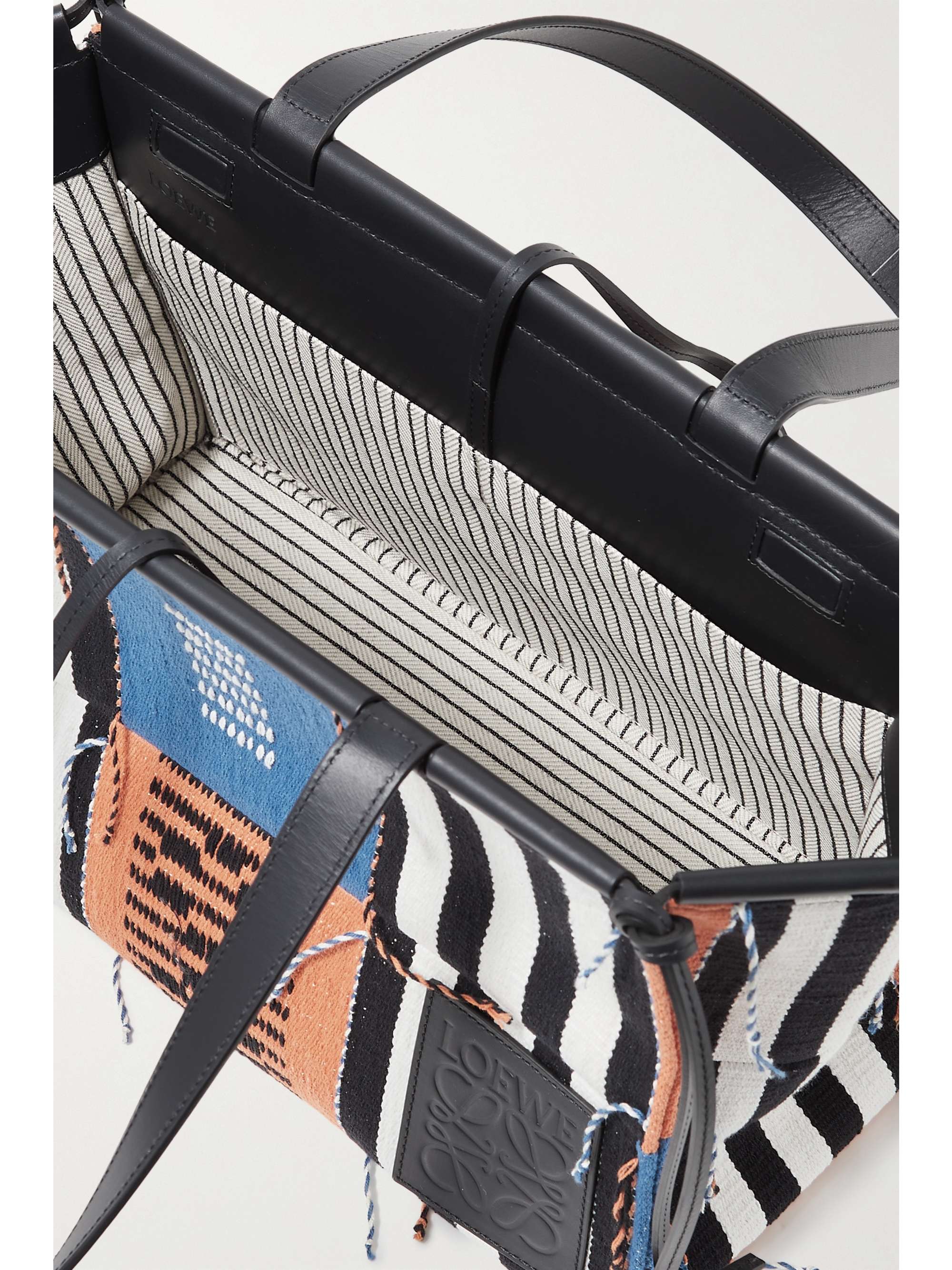 LOEWE + Paula's Ibiza Cushion leather-trimmed patchwork canvas tote