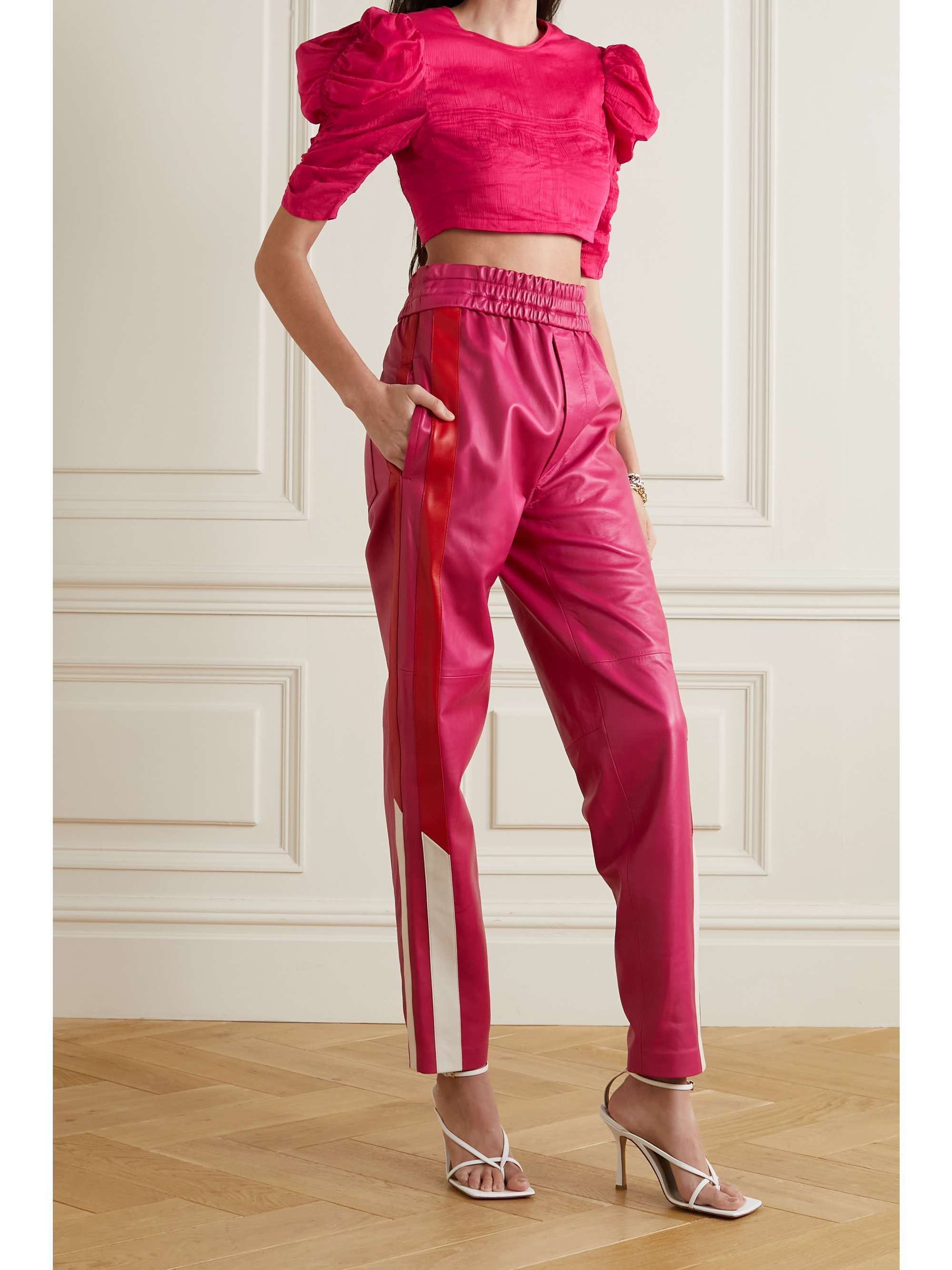 ISABEL MARANT Kobiaci cropped open-back cotton and silk-blend crepon blouse