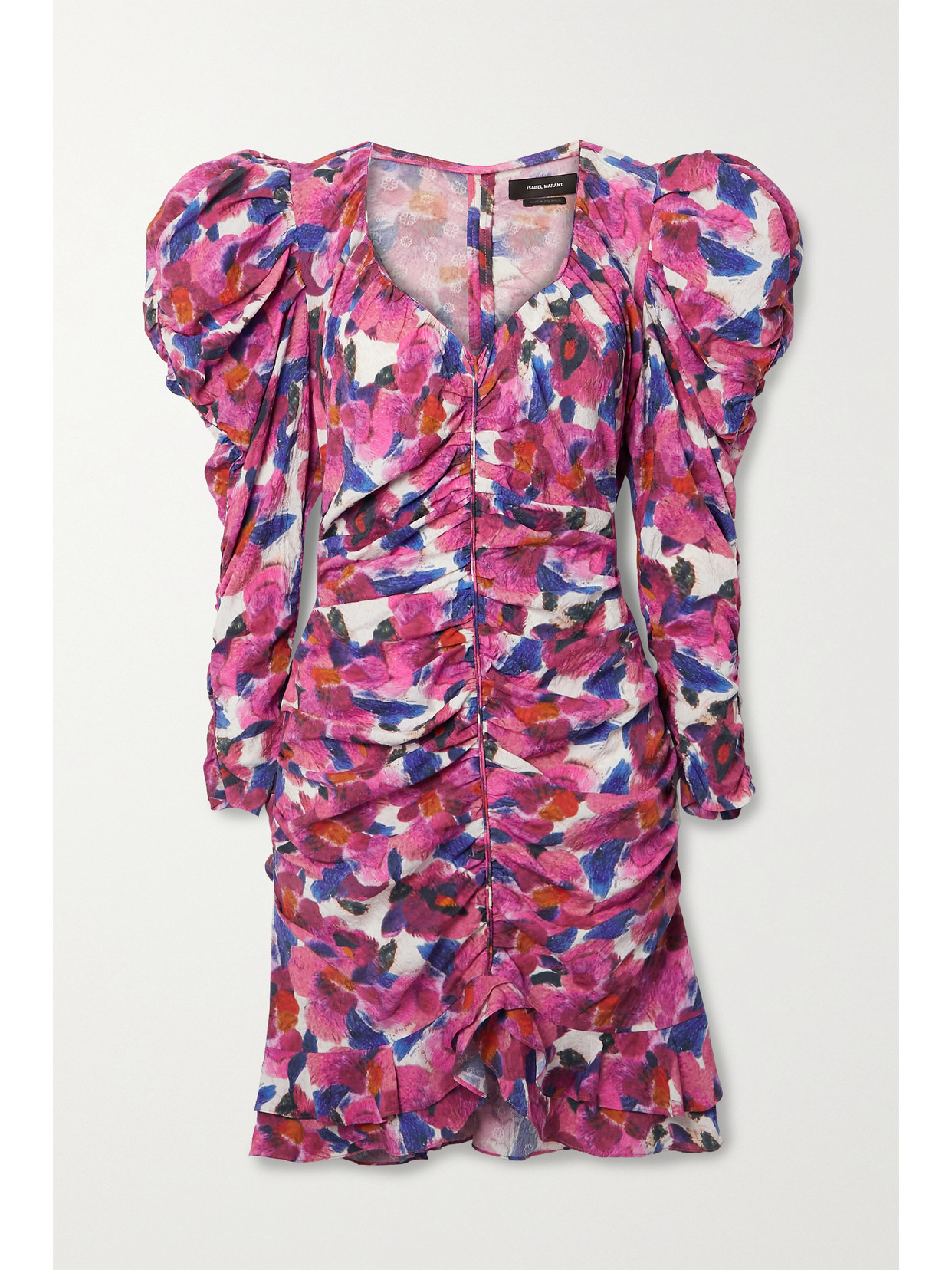 Isabel Marant Mireya Ruffled Gathered Floral-print Crepe Mini Dress - FR40