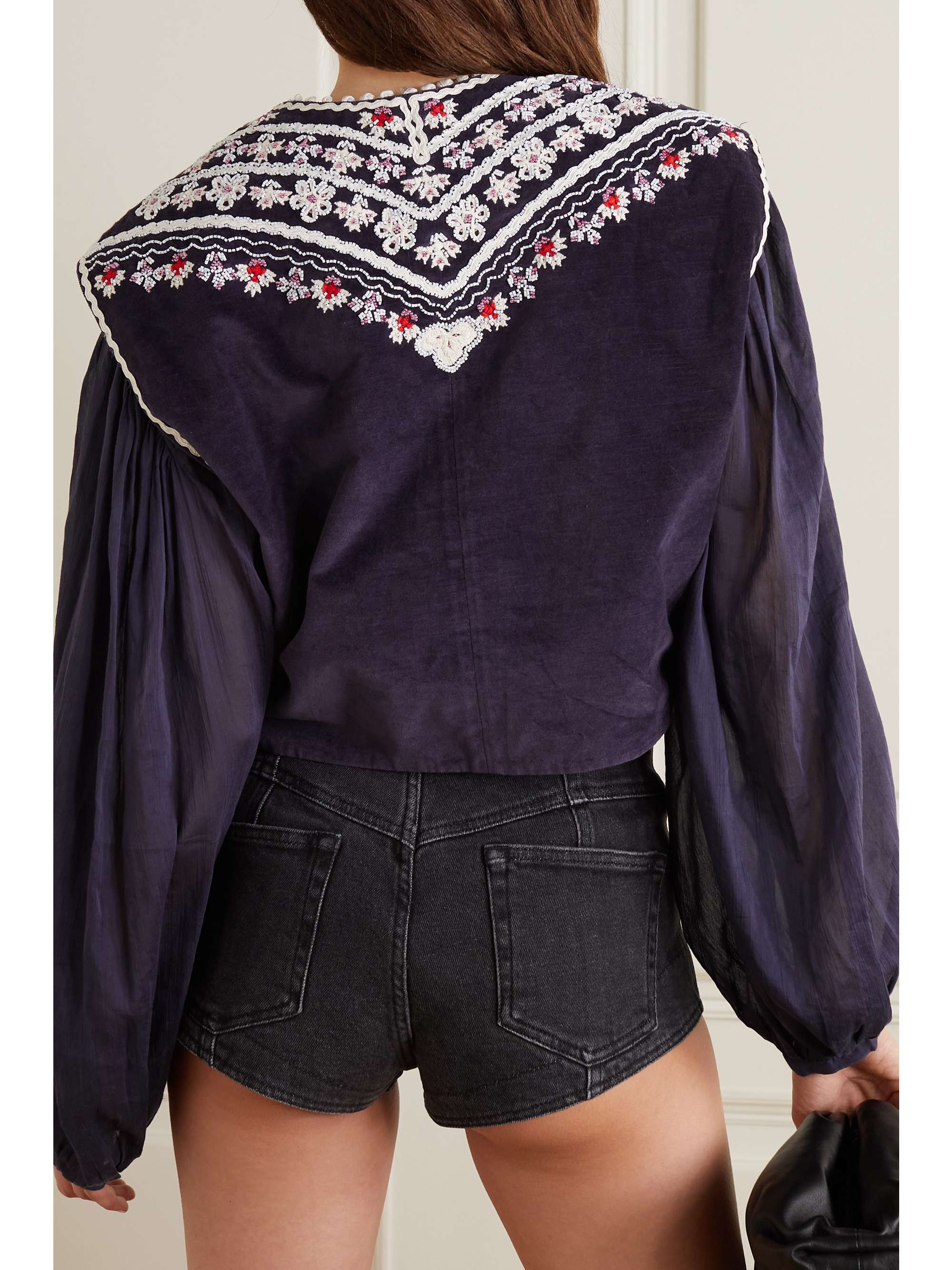 ISABEL MARANT Camena embellished embroidered velvet tank