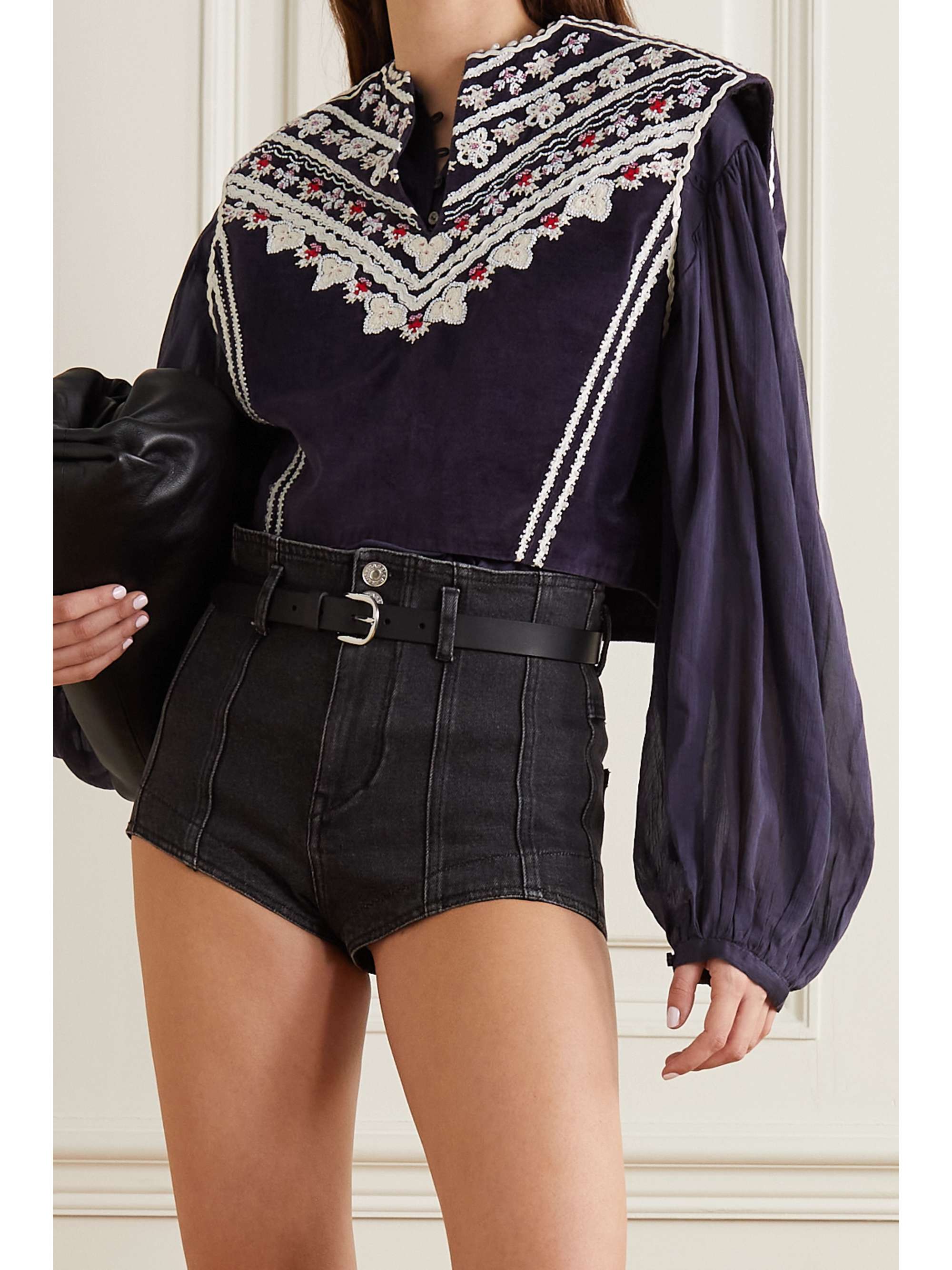 ISABEL MARANT Camena embellished embroidered velvet tank