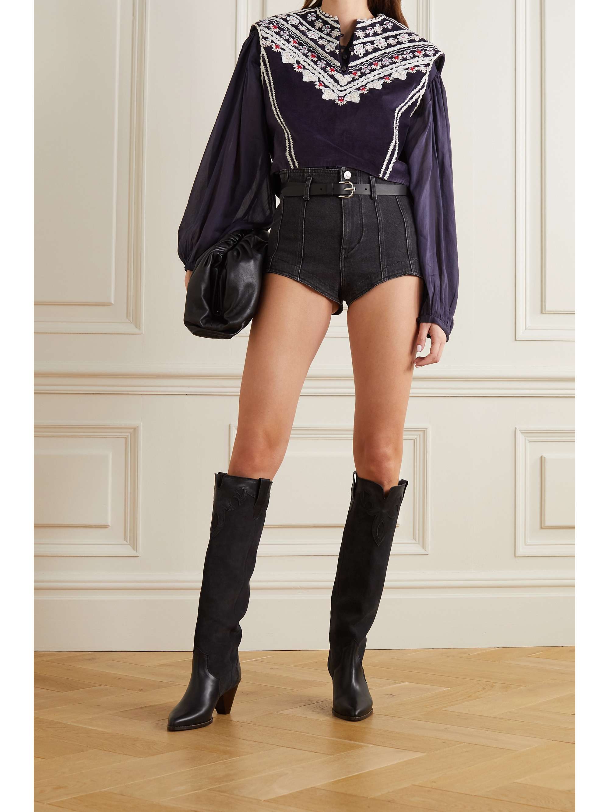 ISABEL MARANT Camena embellished embroidered velvet tank