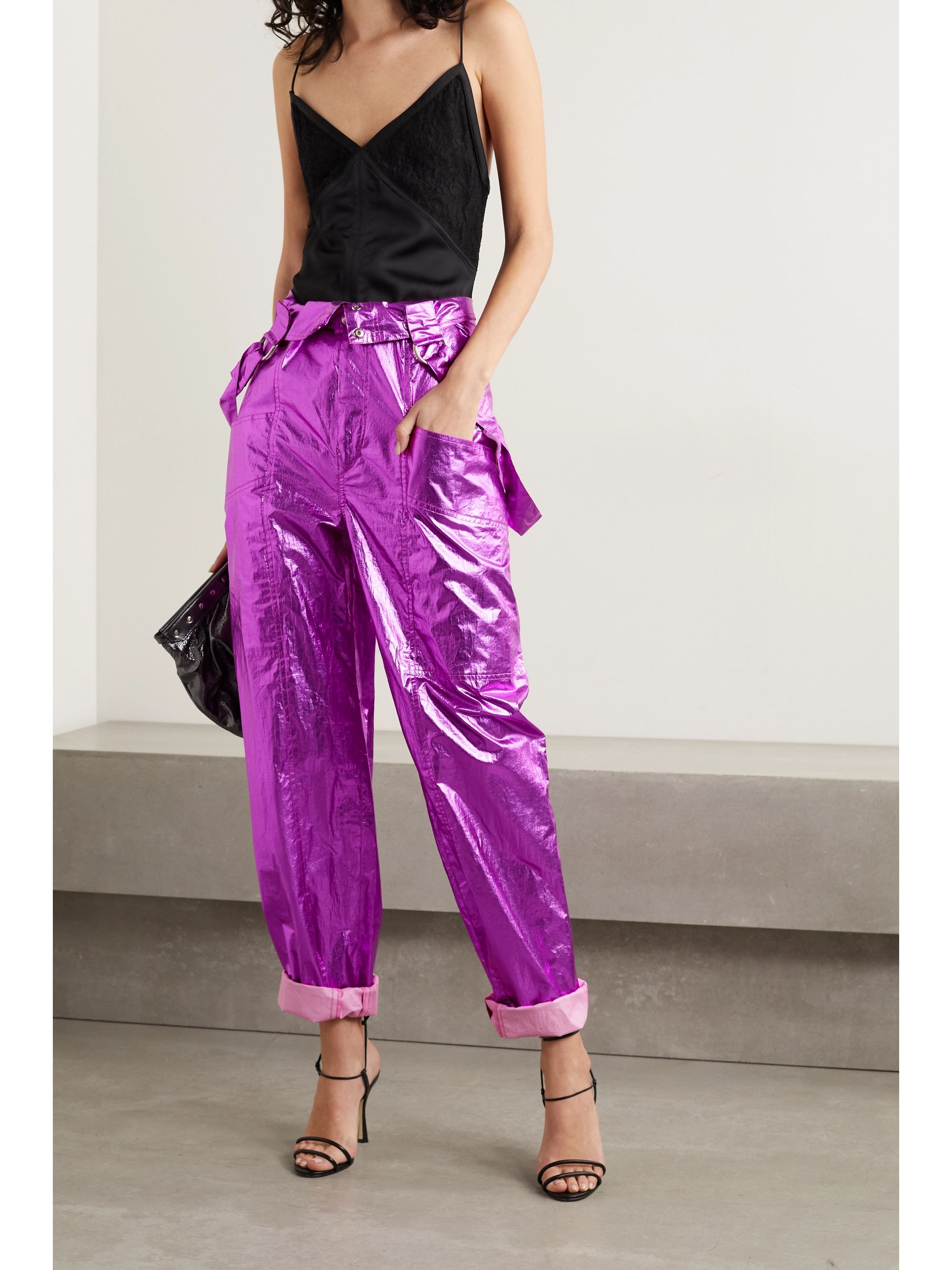 Metallic purple pants Outlet