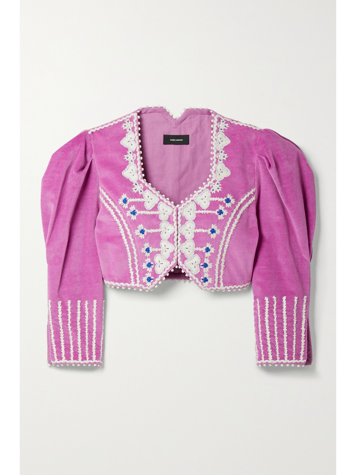 ISABEL MARANT CIDELA CROPPED EMBELLISHED EMBROIDERED VELVET JACKET