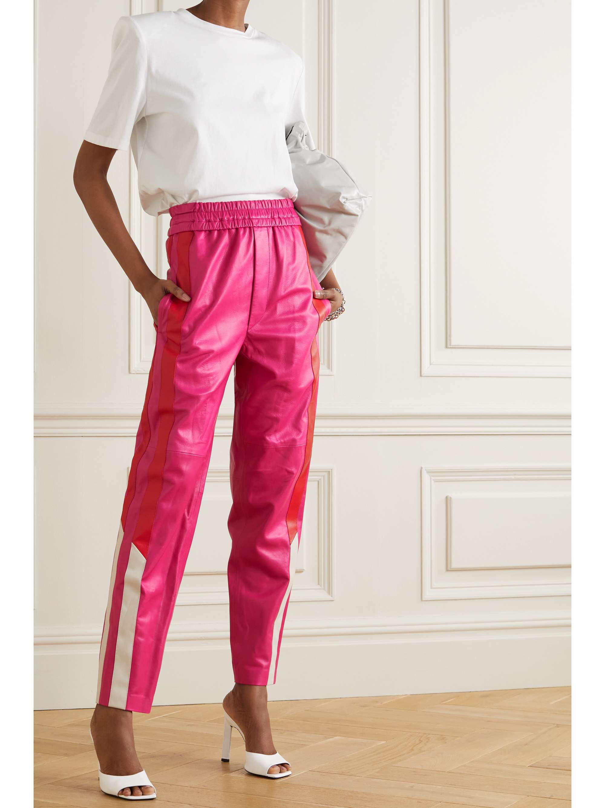 ISABEL MARANT Ailenoba striped leather track pants