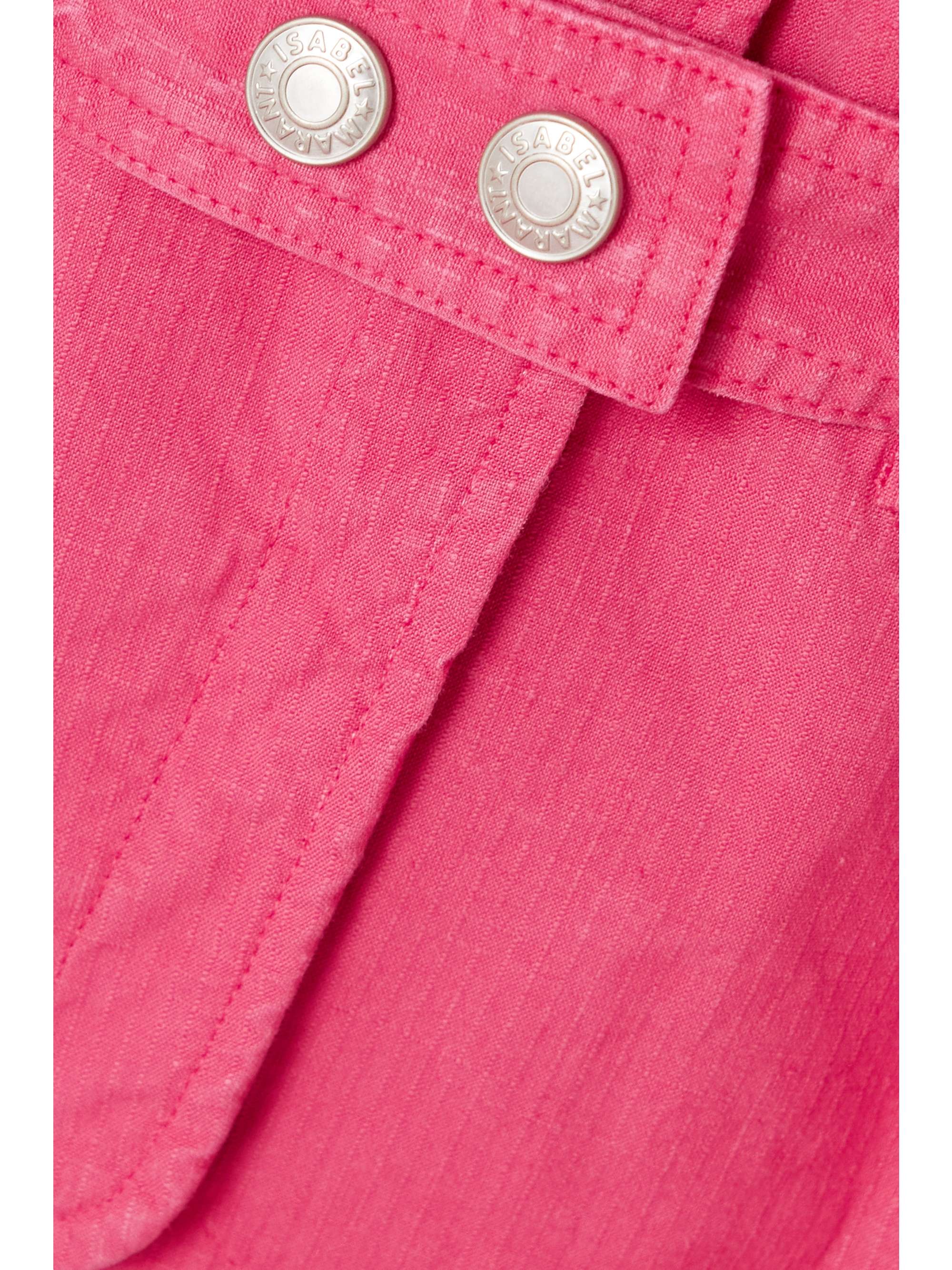 Fuchsia Epaline belted ruffled linen 