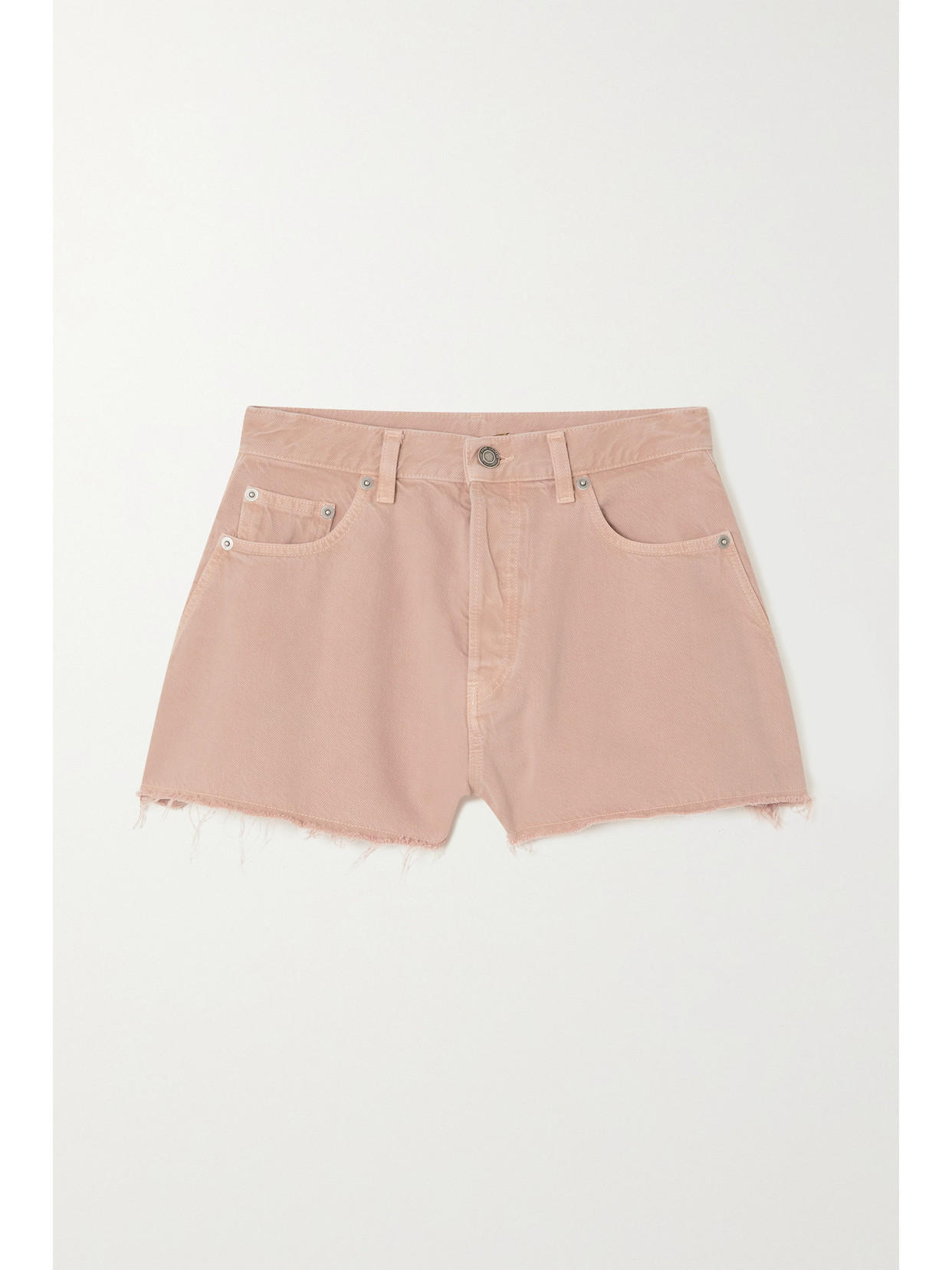 Saint Laurent Vintage-effect Denim Shorts In Pink