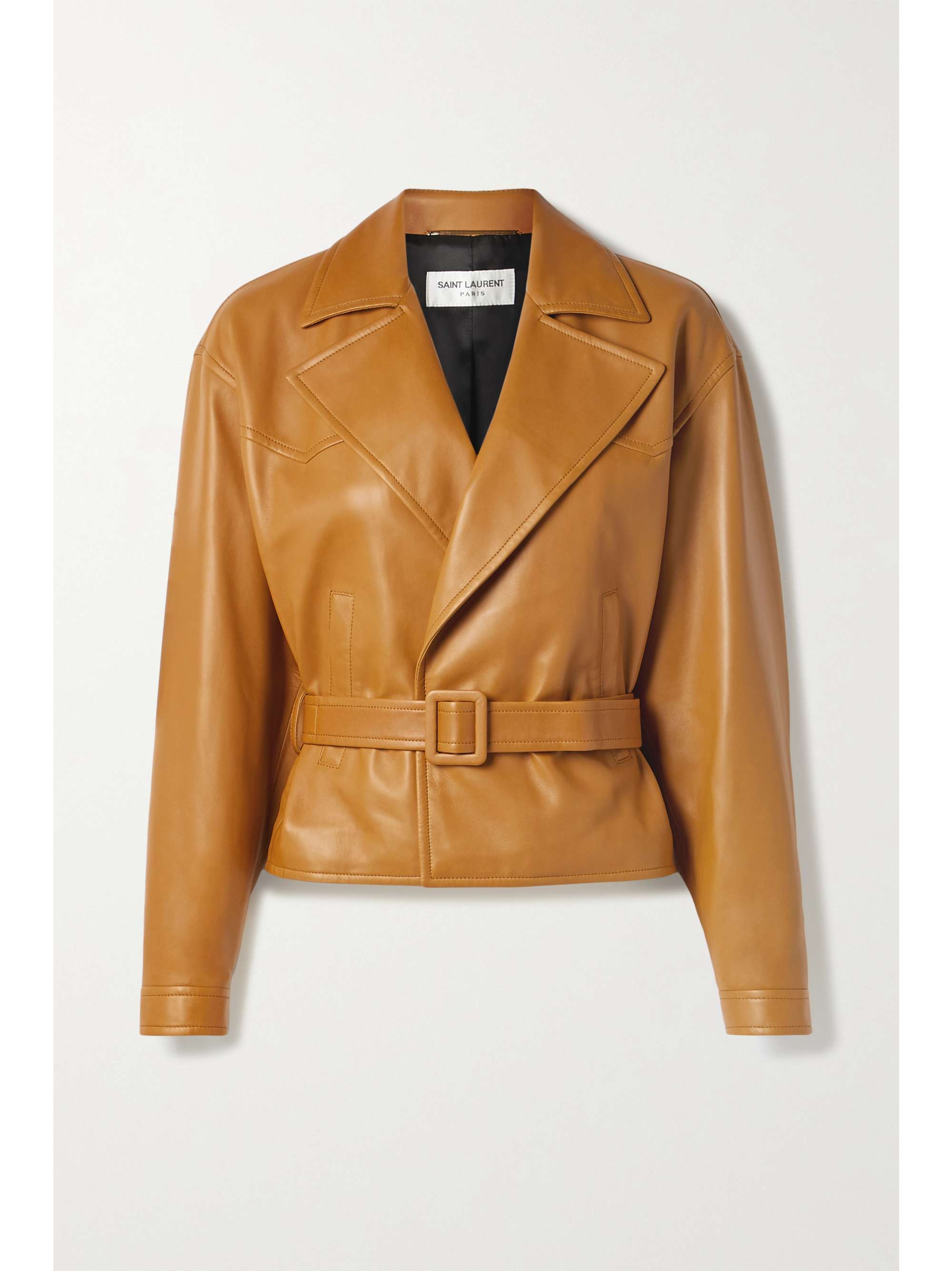 belted leather jacket