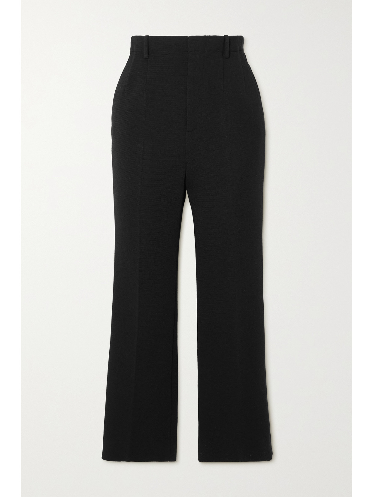 Saint Laurent Cropped Wool-blend Straight-leg Pants In Black