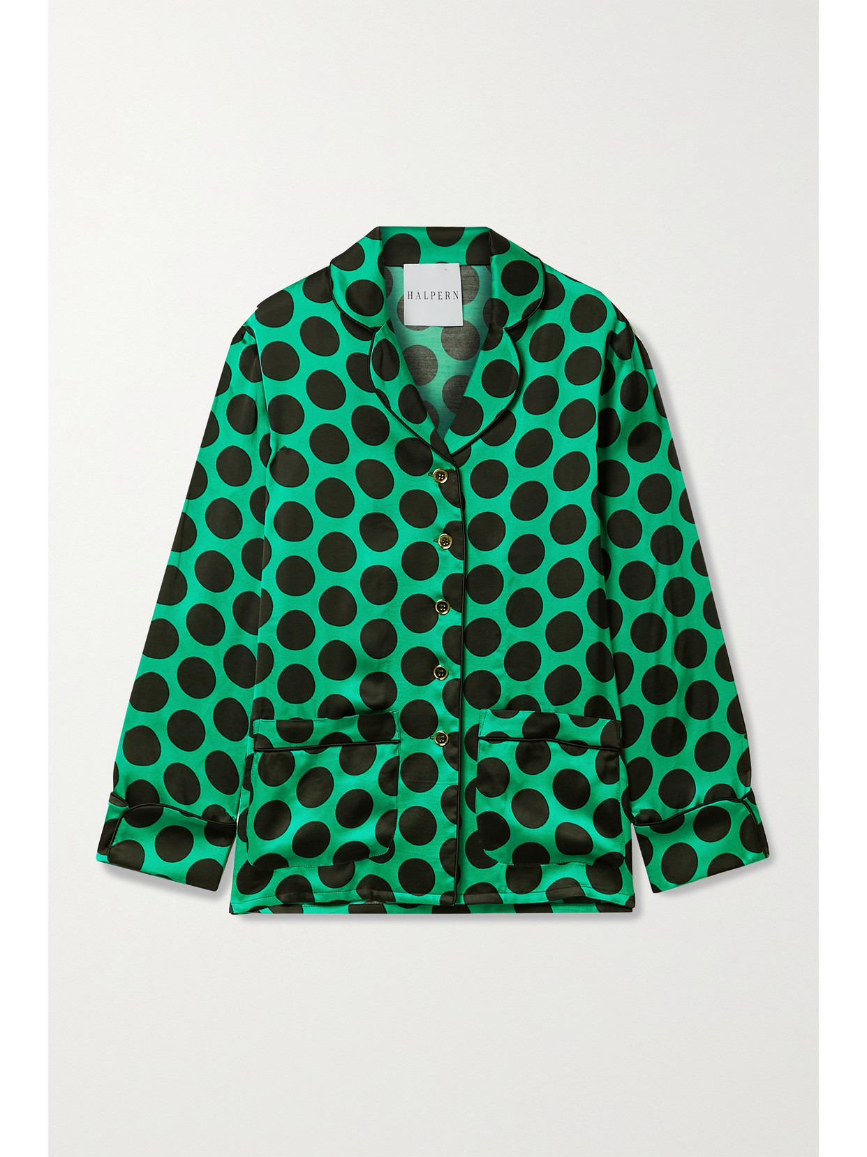 Halpern Polka-dot Satin Shirt - Green