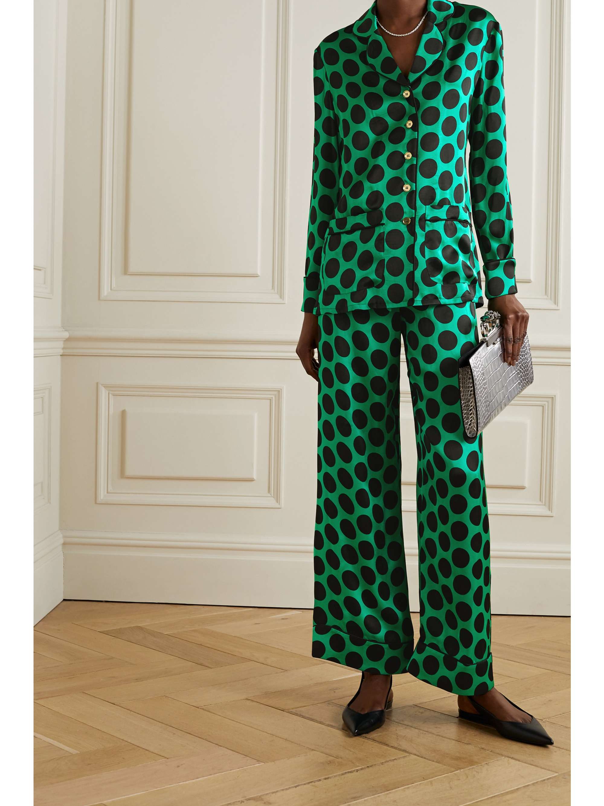 HALPERN Polka-dot satin shirt