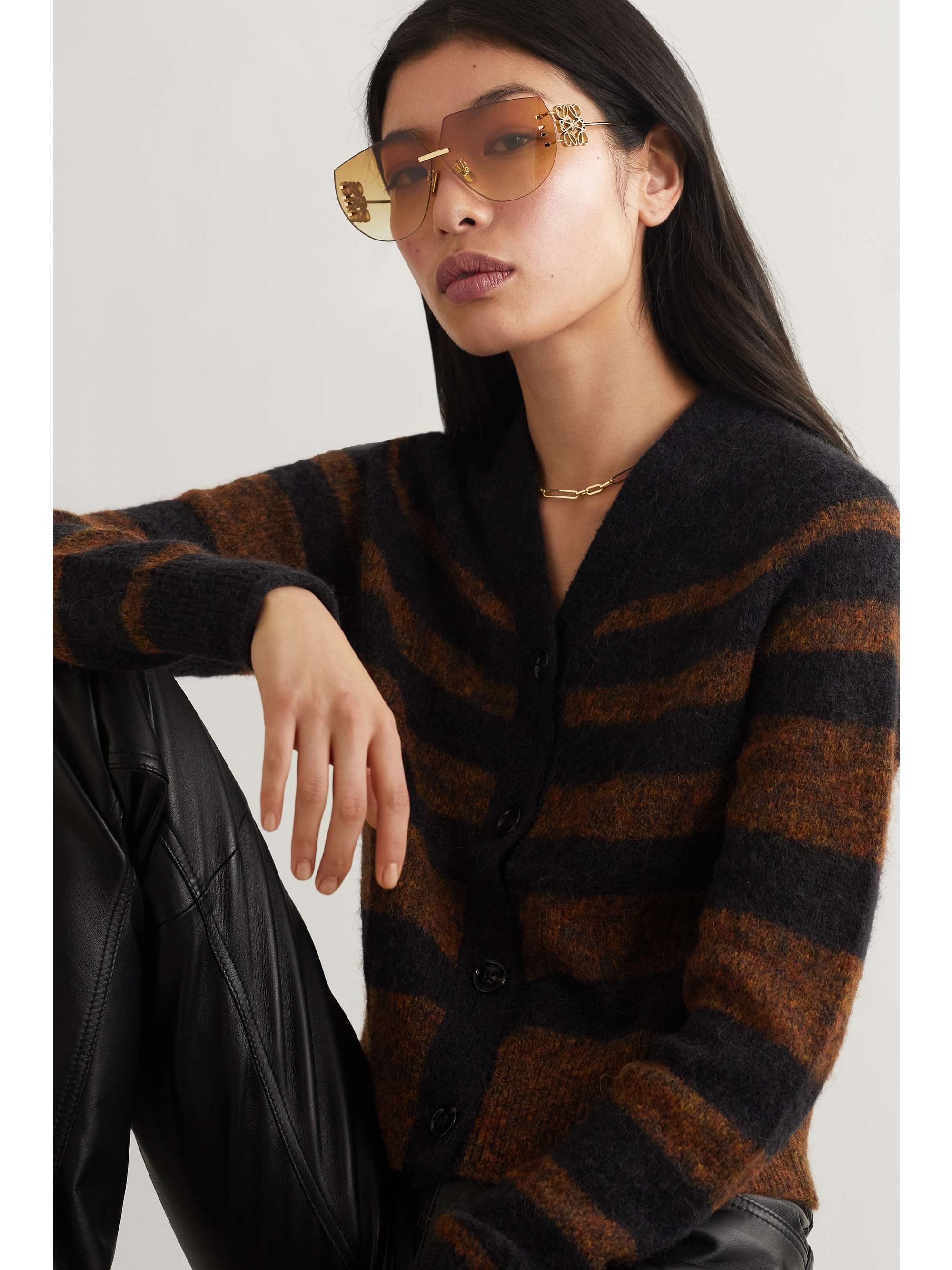 LOEWE EYEWEAR Oversized D-frame gold-tone sunglasses