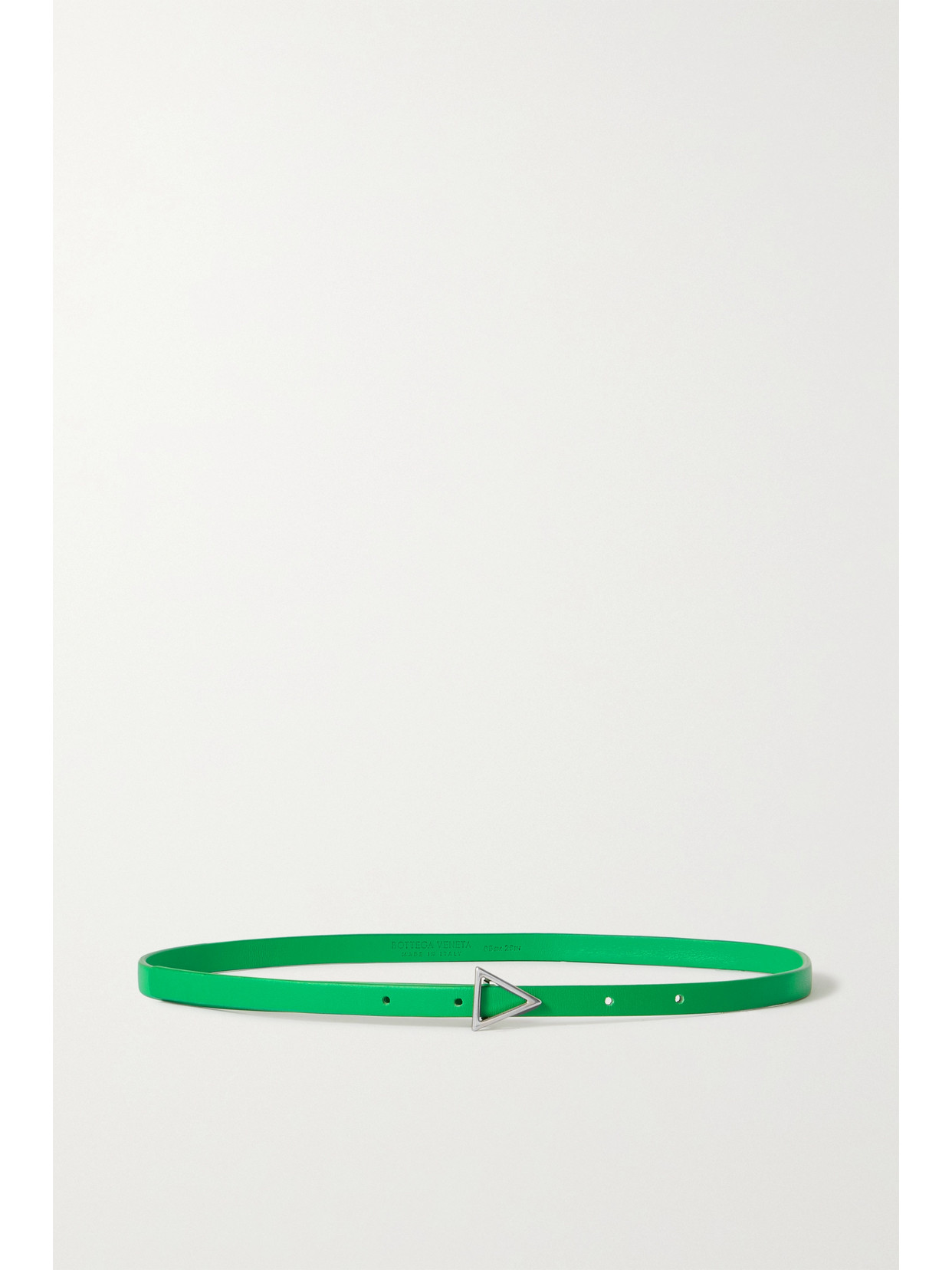 Bottega Veneta Triangle Buckle Skinny Leather Belt In Green