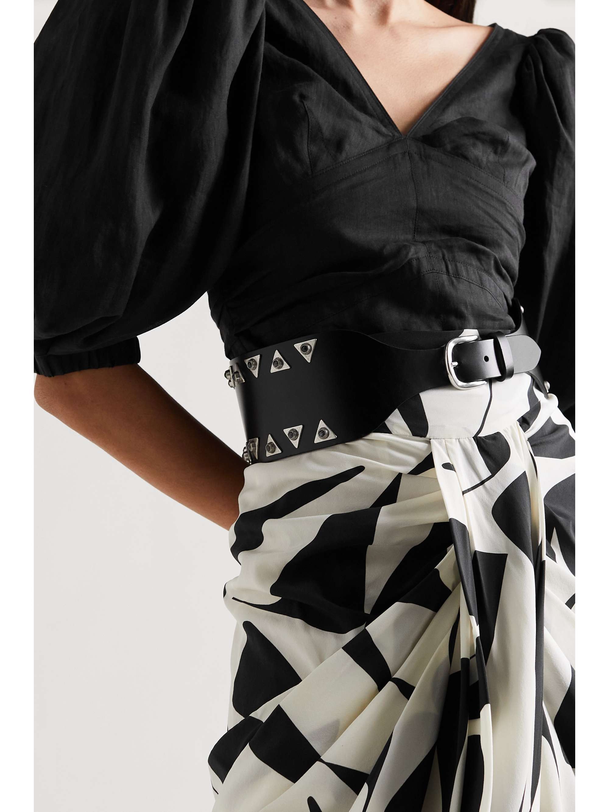 Black Woma embellished leather belt 