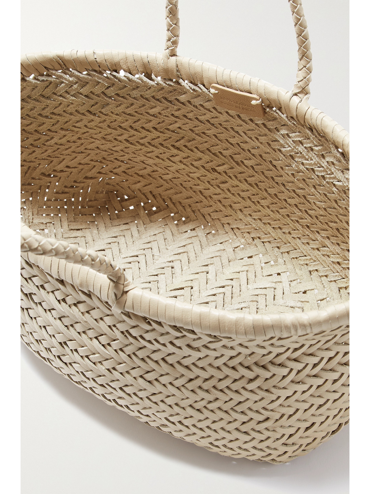 Dragon Diffusion Bamboo Triple Jump Small Woven Leather Tote In Ecru