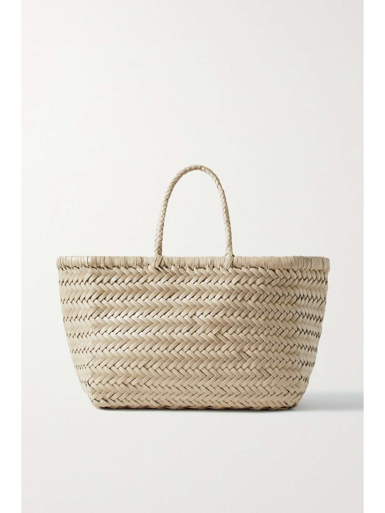 Dragon Diffusion Bamboo Triple Jump Small Woven Leather Tote In Ecru