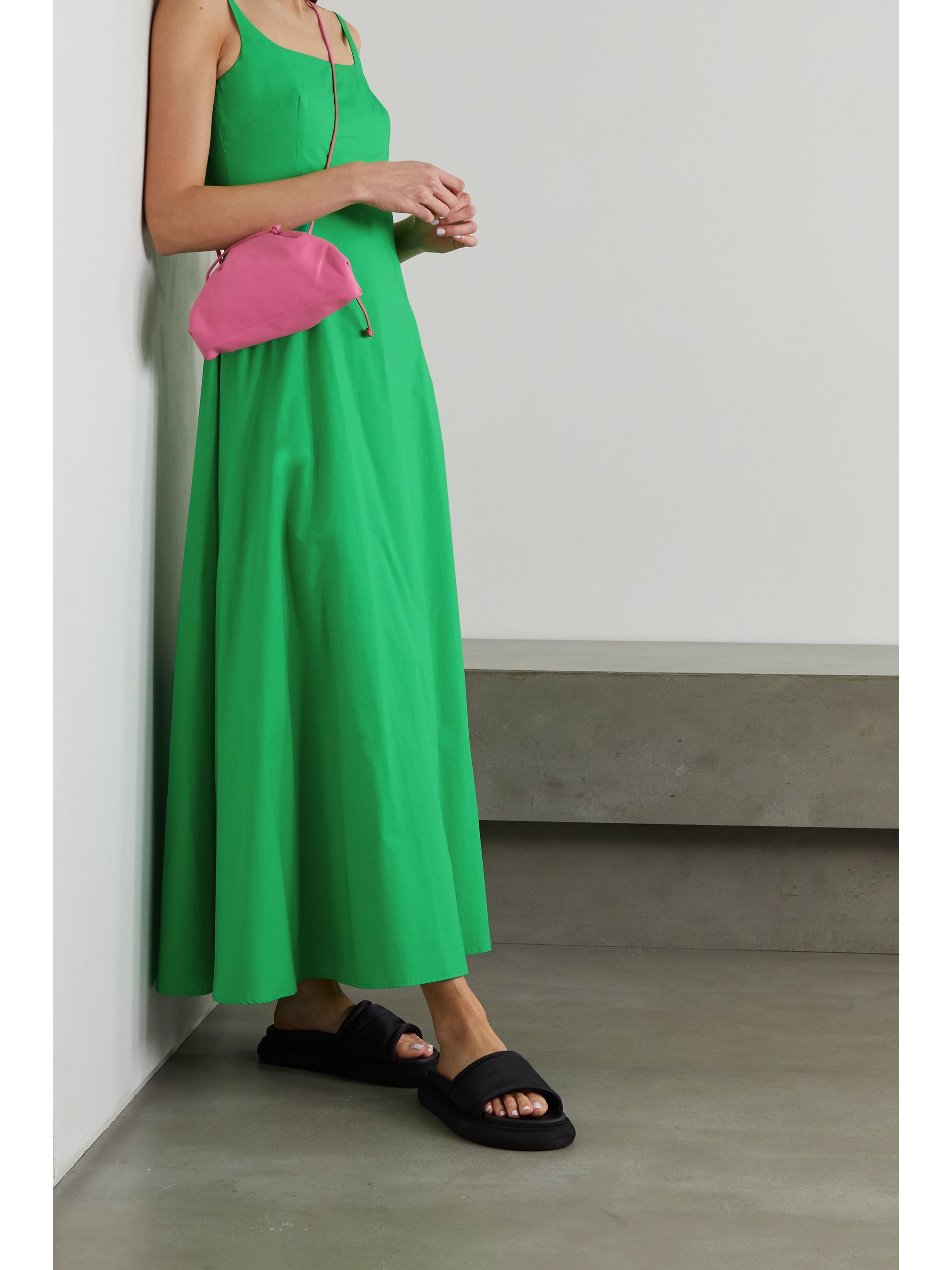 Green cotton maxi dress Clearance