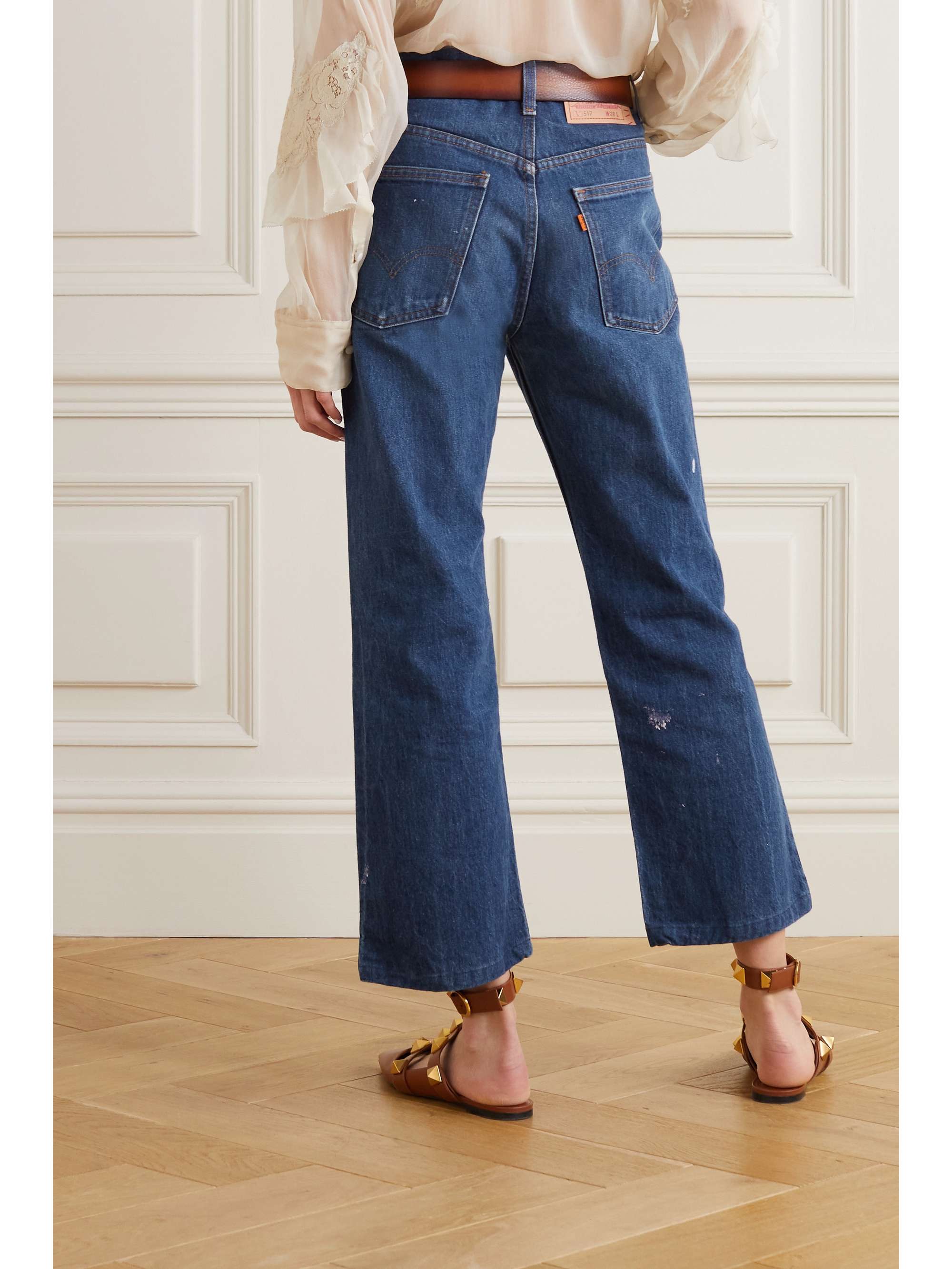 VALENTINO + Levi's 1969 517 mid-rise bootcut printed denim jeans |  NET-A-PORTER