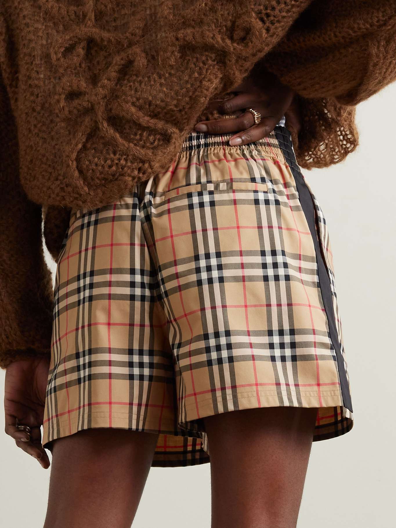 Burberry Mesh Mustard Yellow White Stripe Shorts main image 1