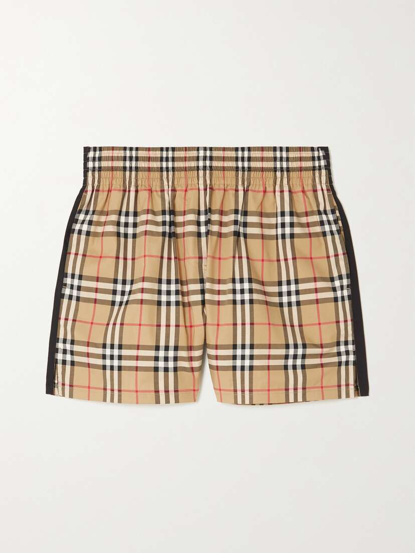 Burberry Striped Checked Cotton-blend Shorts