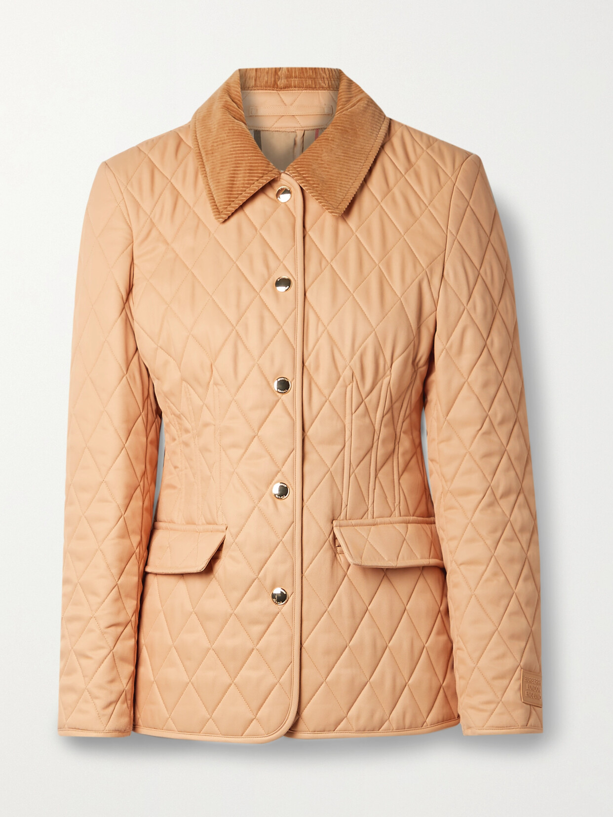 Shop Burberry Corduroy-trimmed Quilted Twill Jacket In Sand