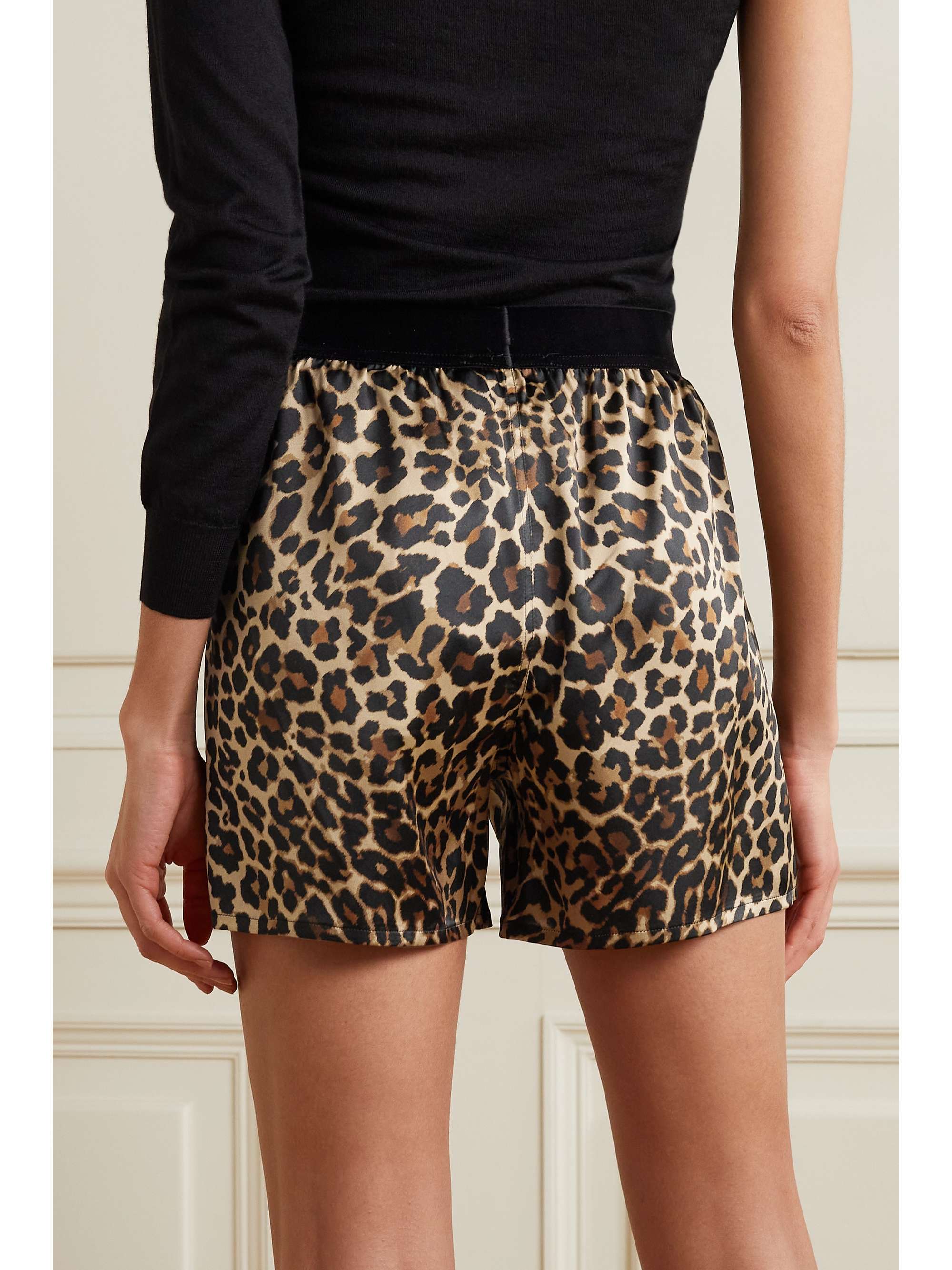 TOM FORD Velvet-trimmed silk and Lyocell-blend satin shorts